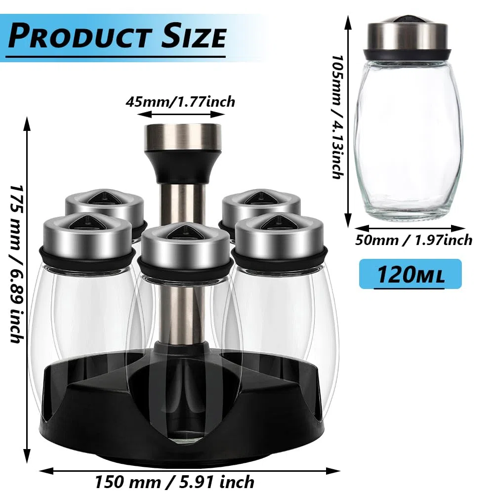 Botes Especias Cristal, Botes Especieros Para Cocina, Especias para Cocinar, Frascos de Vidrio con Tapa, Tarritos de Cristal Pequeños con Tapa, Spice Rack para Salero y Azucarero