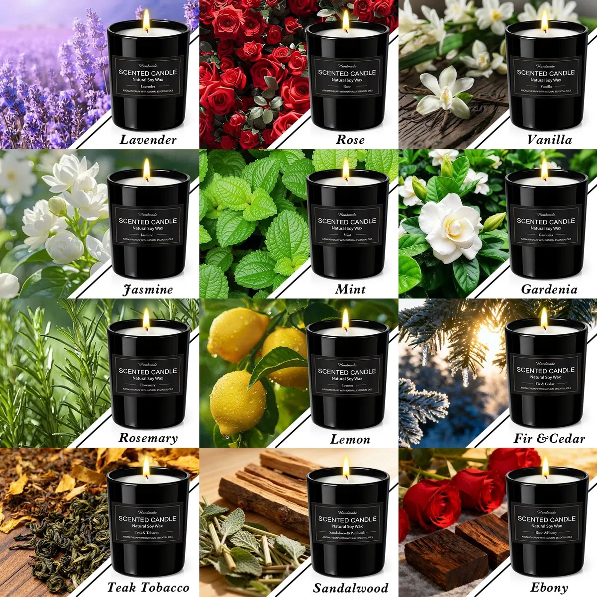 Vela perfumada en frascos de vidrio, set de regalo de 12 velas perfumadas para mujer, cera de soja, set de regalo de velas perfumadas, pequeño regalo para mujeres, colegas, cumpleaños, Navidad