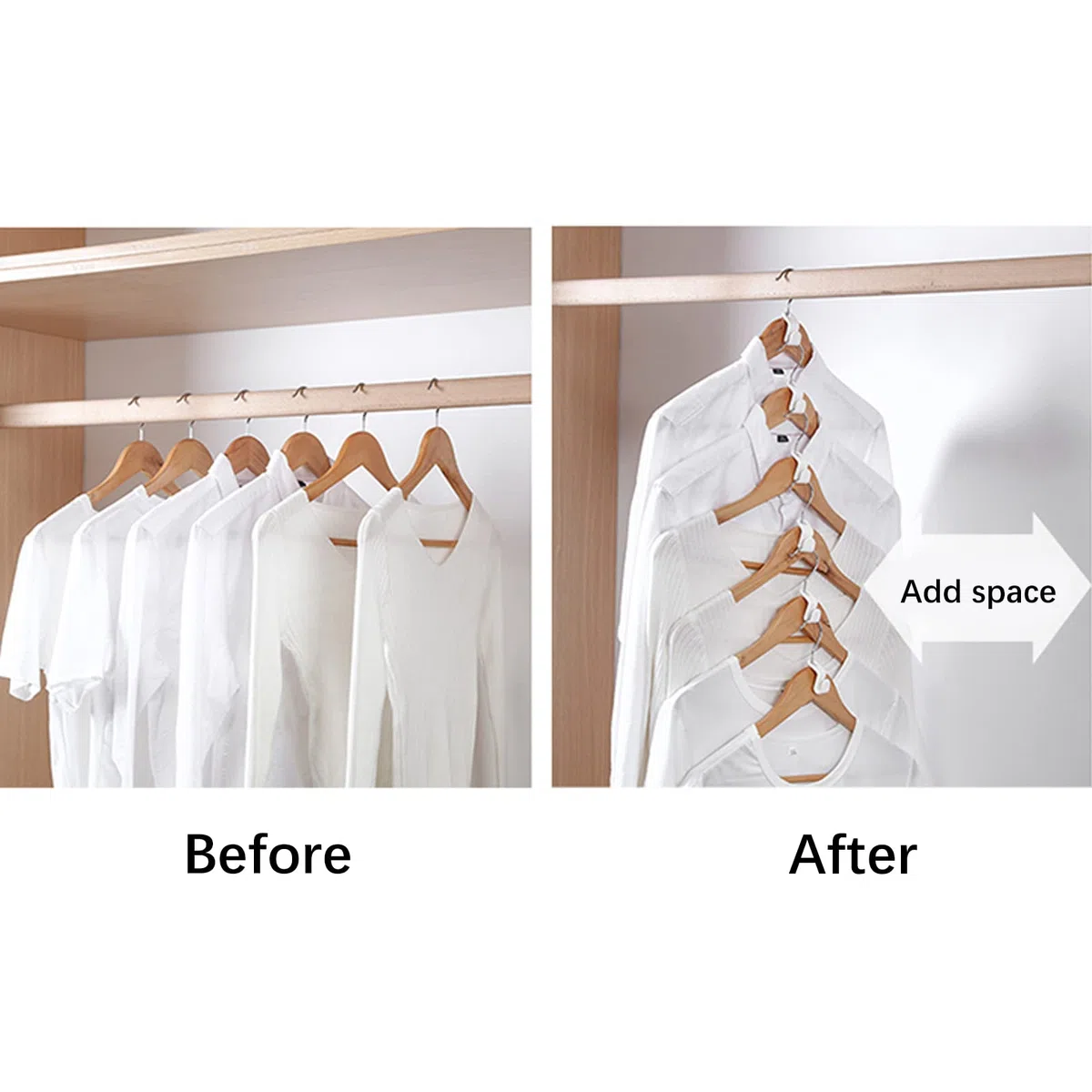 60Pcs Ganchos Conectores para Perchas de Ropa, Mini Organizador de Perchas plástico para Ahorrar Espacio Armario Blanco