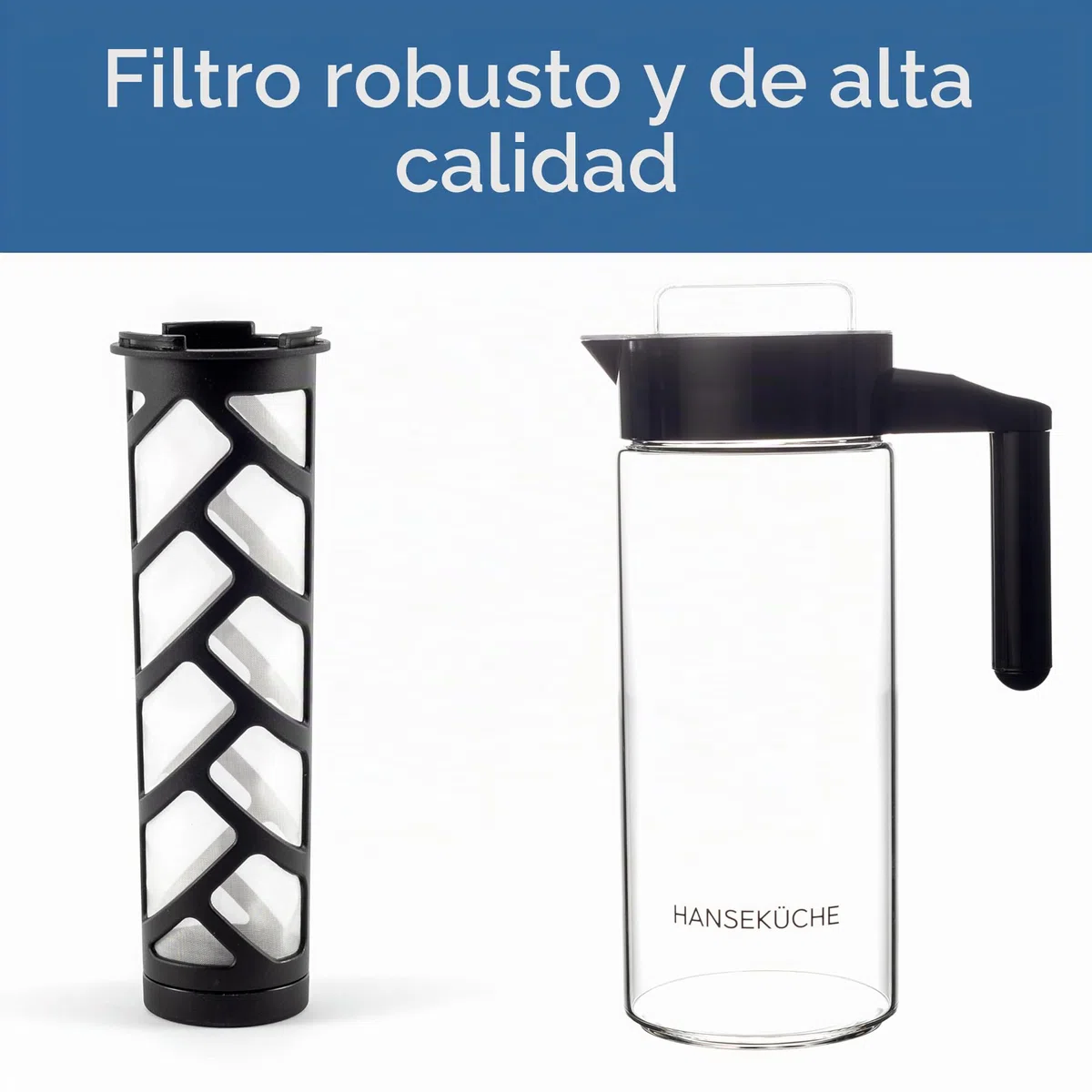 Hanseküche Cafetera de cristal de 1,2 L, con filtro mejorado, edición 2024