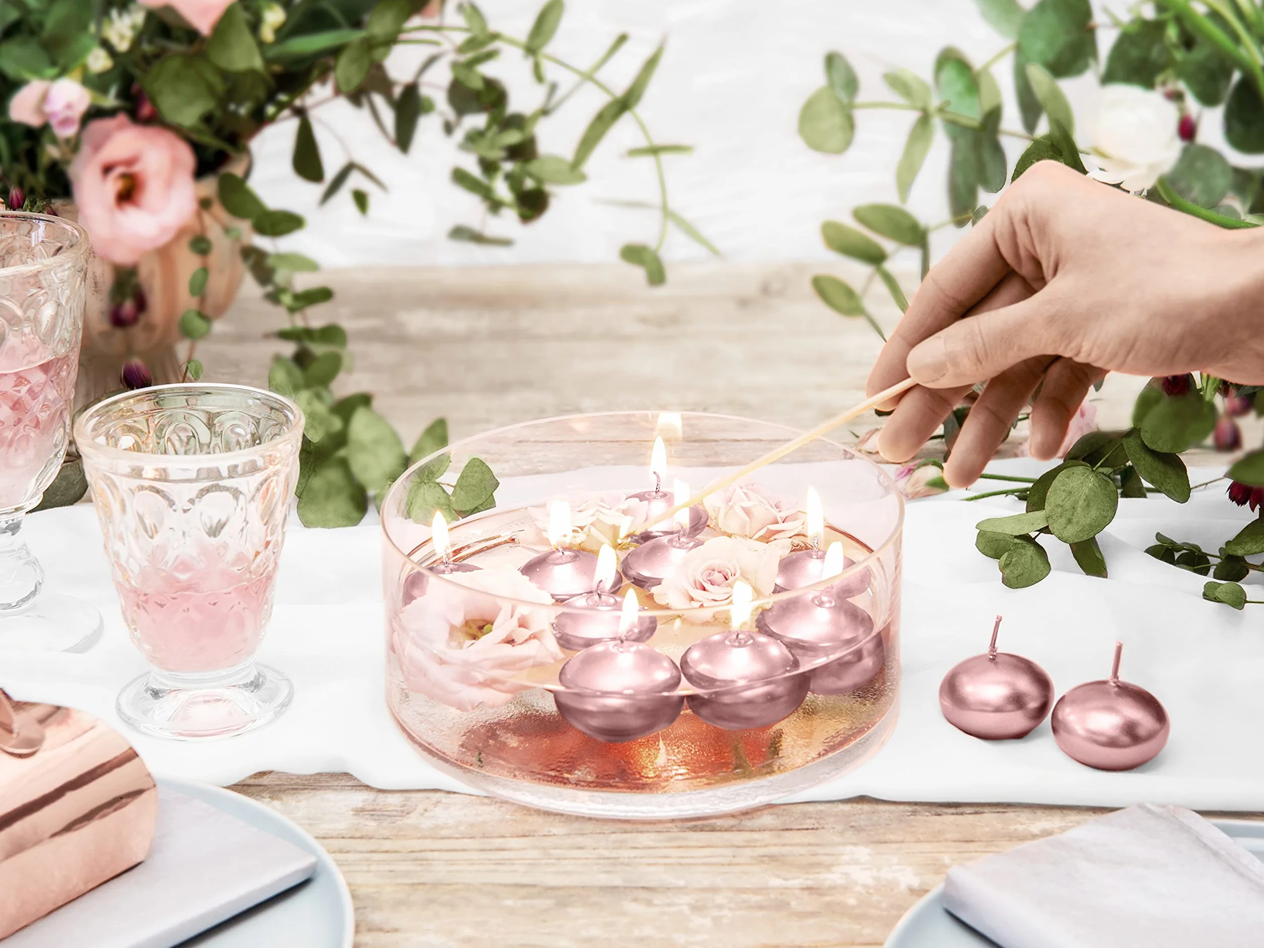 P&D SDMET40-019R-OP – 50 Velas Flotantes Decorativas Rosa Oro Metellic 4 cm