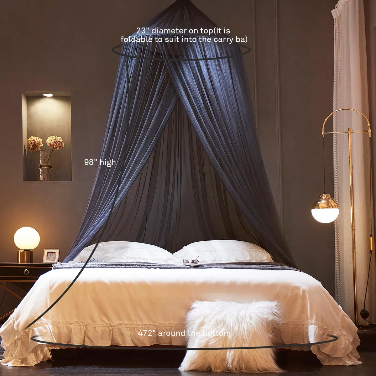 ZIQINPSQ Mosquitera para cama, toldo de cama para cama individual, doble y king, mosquitera para interiores y exteriores, cama de niños y camas de adultos (negro)