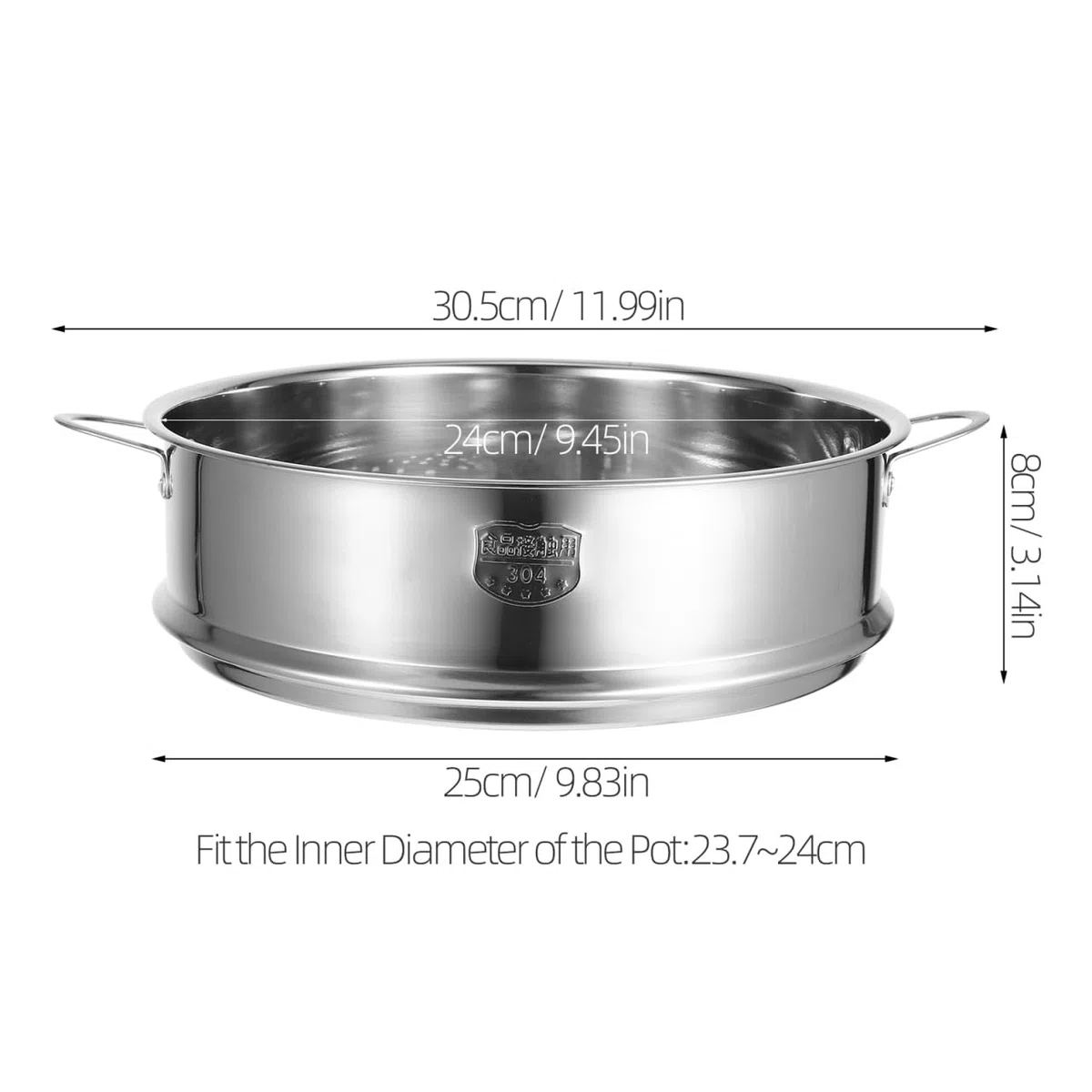 ULTECHNOVO Cesta de vapor de acero inoxidable 304, 24 cm, con asa, accesorios de cocina para familia y gastronomía