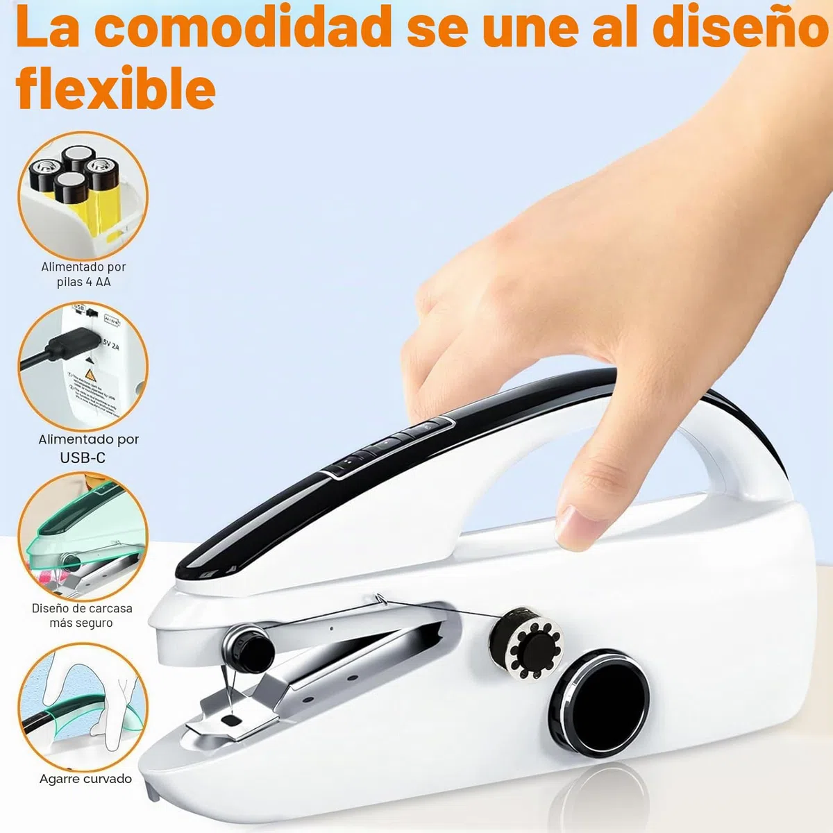 Máquina de coser de bricolaje, mini kits de costura de mano, máquina de coser eléctrica portátil con kit de costura para reparaciones rápidas y bricolaje
