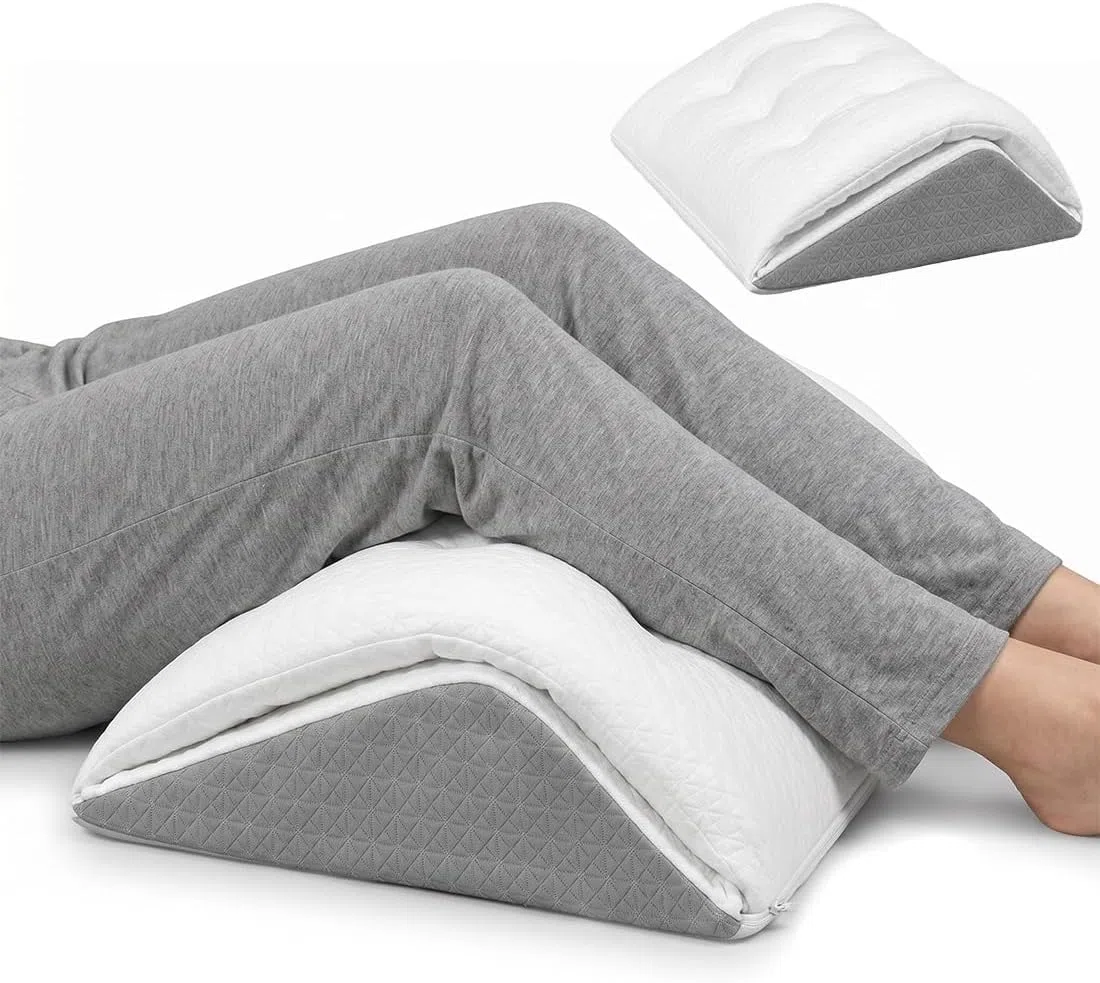 Cojín para piernas y rodillas para dormir de espalda, cojín ergonómico para piernas y pies, almohada triangular de espuma viscoelástica para cama, sofá