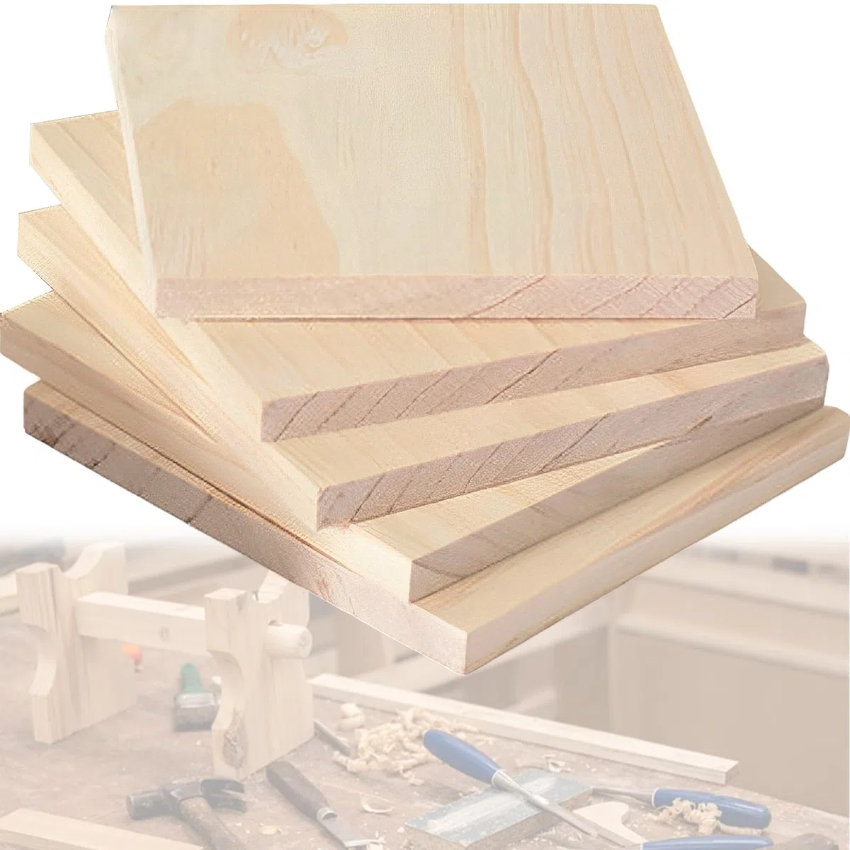 5 Piezas De Madera Sin Terminar-30 x 30 x 1.5cm, Rectángulos De Madera En Blanco Sin Terminar Para Manualidades, De Madera Para Pintar, Pirograbado, Decoraciones, Posavasos,Taco Madera