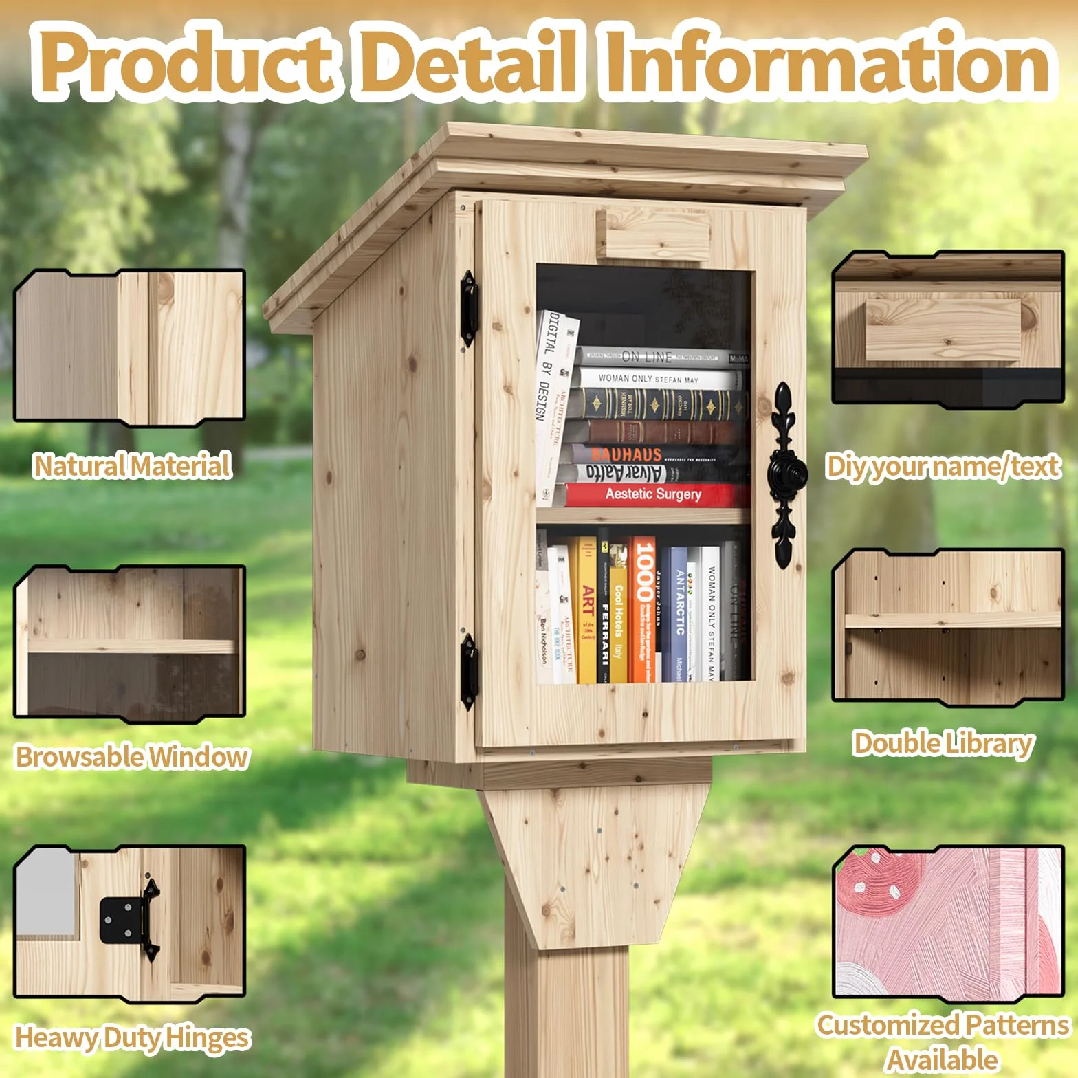 MSFE Librería Infantil con Forma de Casa,Pequeña Caja de Biblioteca Exterior de Doble Capa,Pequeña Caja de Biblioteca Gratuita Impermeable,Kit de Bricolaje para Estante Colgante para Compartir Libros