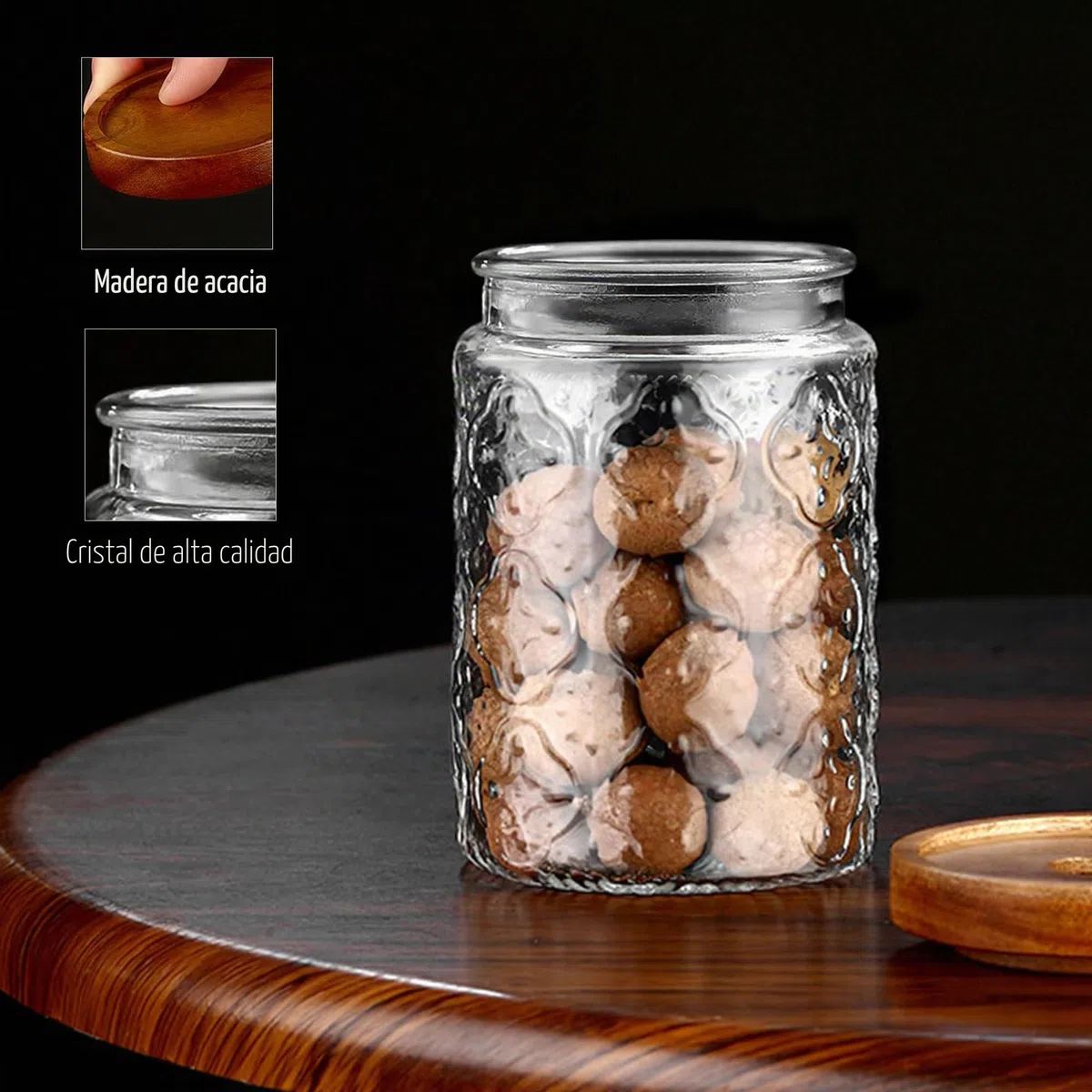 BigKing Juego de 4 tarros de vidrio vintage, recipiente transparente para alimentos, tarros de vidrio para almacenamiento de café, té, azúcar, especias, harina, frijoles, frutos secos, galletas (450