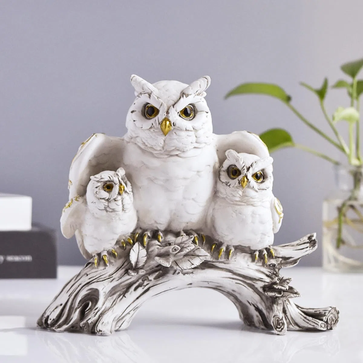 Figuras de búho,Buho Decoracion,Búho de la Suerte, Adorno de Escultura para Mesa de Oficina en casa. Regalos para los Amantes de los búhos.