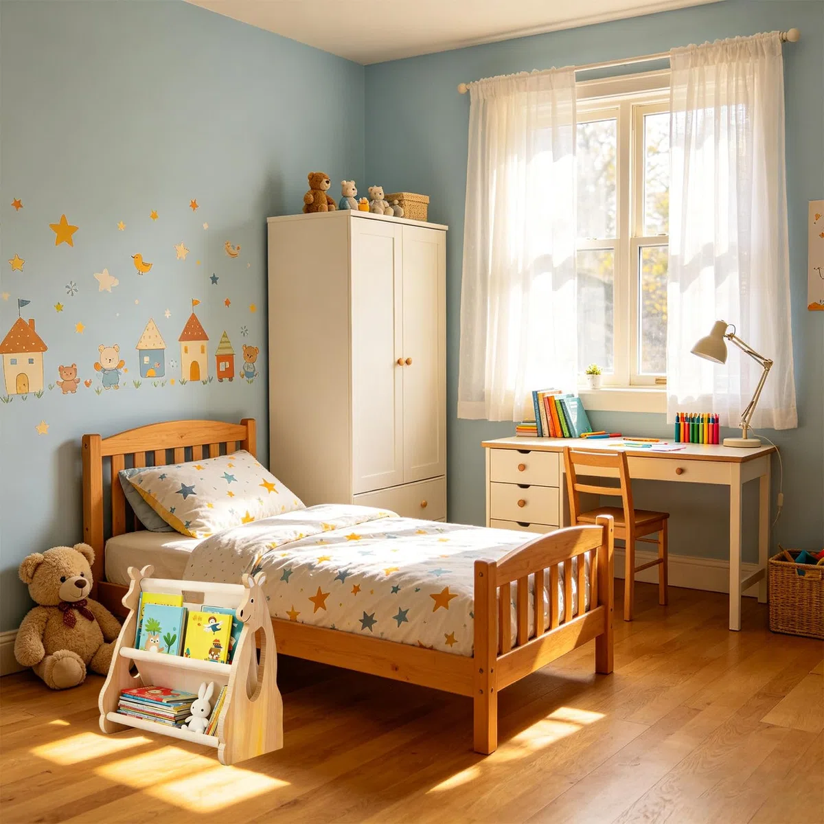 Estantería para niños, estantería de madera de doble cara con asa, organizador de libros para habitación de los niños, estantería para habitación de niños, estantería para habitación infantil, sala de