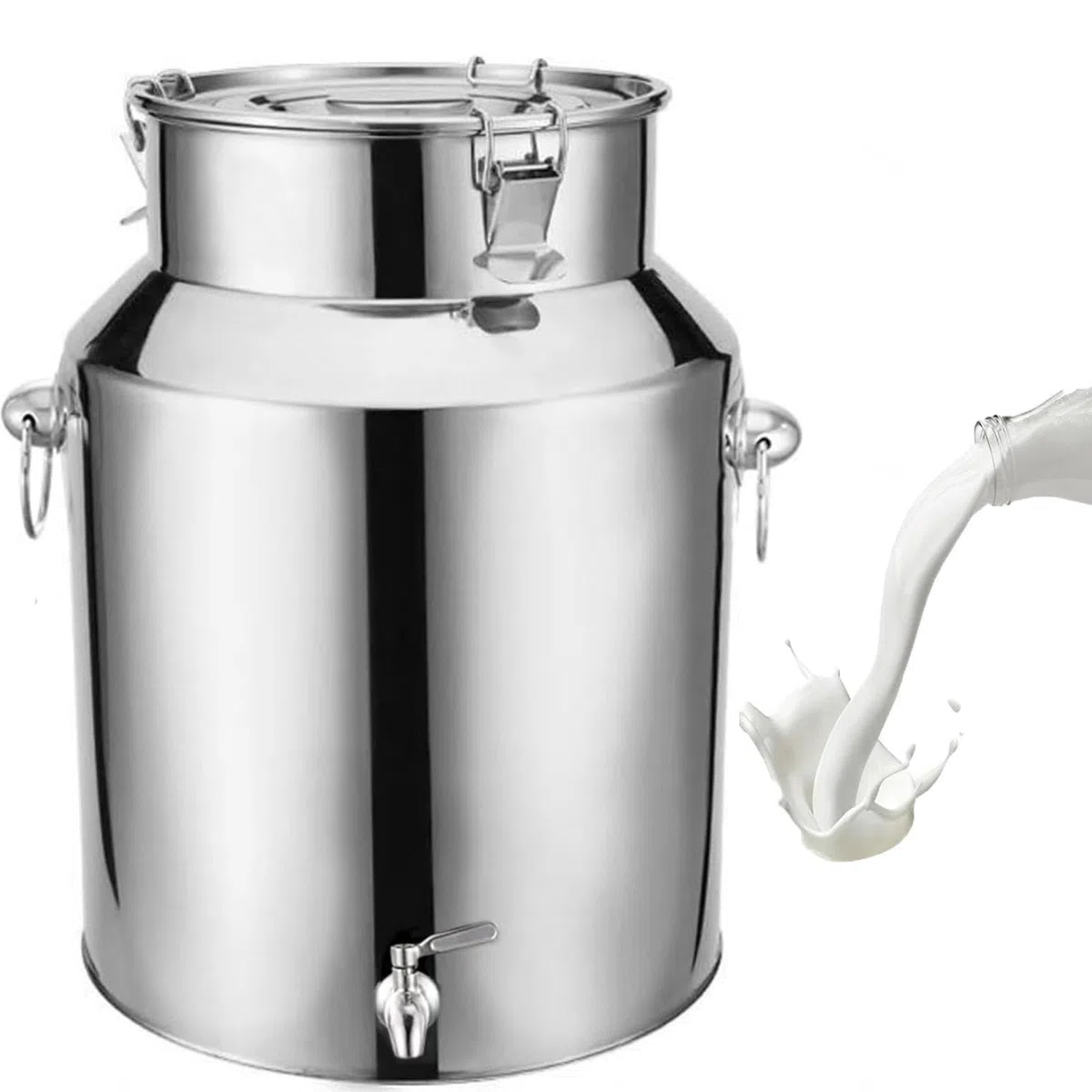 Cubo De Acero Inoxidable Con Grifo Lechera De Acero Inoxidable Con Tapa Cubo Para Transportar Leche, Para Almacenar Líquidos y Sólidos,Capacity-14L