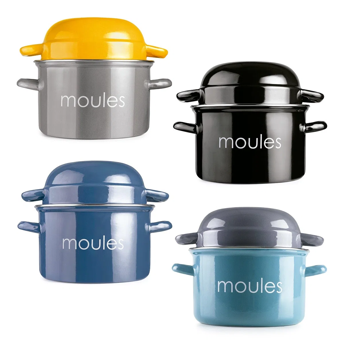 IBILI - Olla para mejillones negra, 22 cm, Acero esmaltado, Apta para induccion