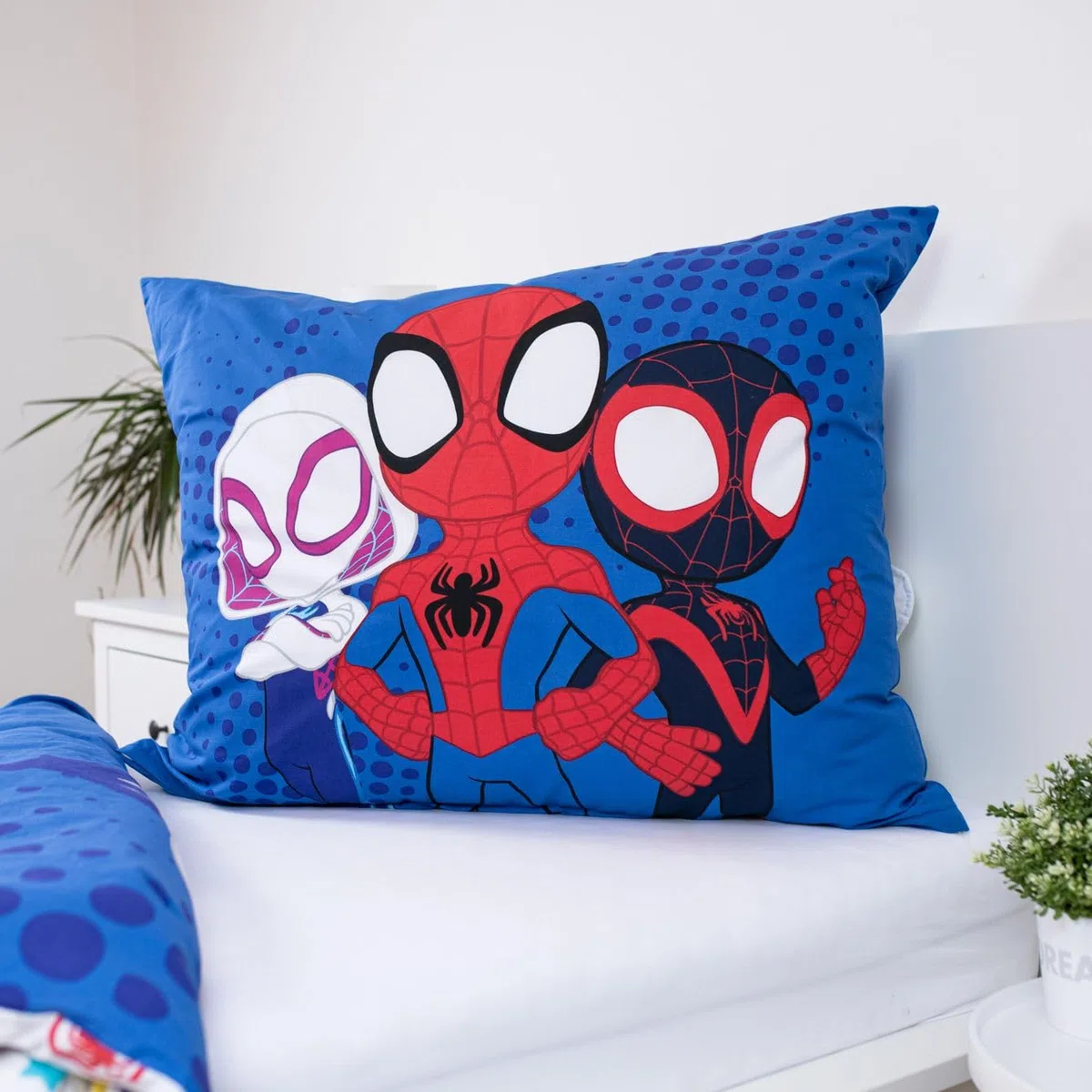 Spidey y Sus Amigos Funda Nórdica Cama 90 140x200 + Funda Almohada 70x90 | Ropa de cama reversible | Algodón natural transpirable Oeko-Tex | Licencia Marvel | 3-8 años | Regalo | Lavable a máquina