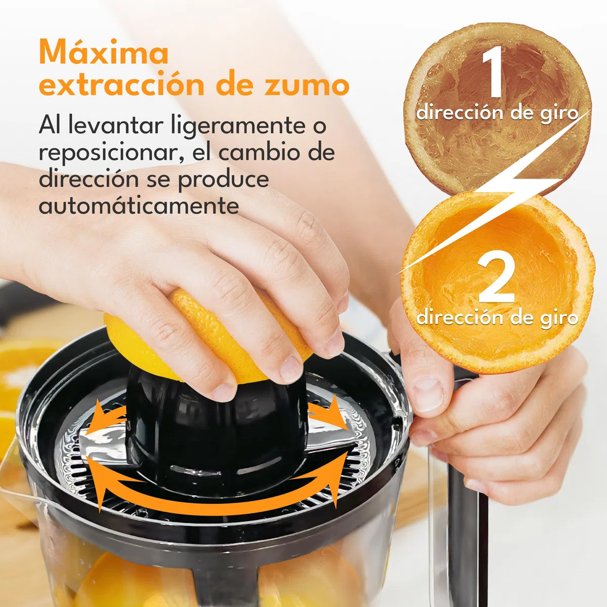 LEBENLANG Exprimidor de naranjas electrico - 2 conos & sin BPA I Alto rendimiento de zumo I 700 ml esprimidores citrinos eléctrico I Esprimidoras zumos pequeño Orange juicer machine