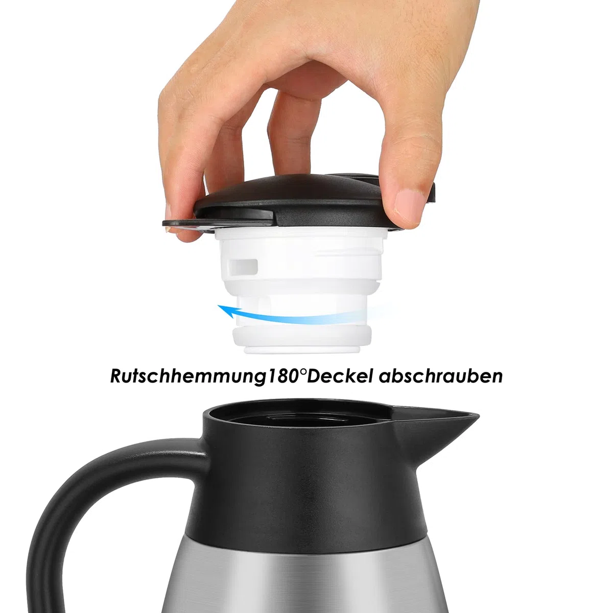 Hossejoy Termo de acero inoxidable de doble pared, aislamiento al vacío, jarra de café, 12 horas de almacenamiento de calor y frío, para café, leche, té, bebidas (plata)