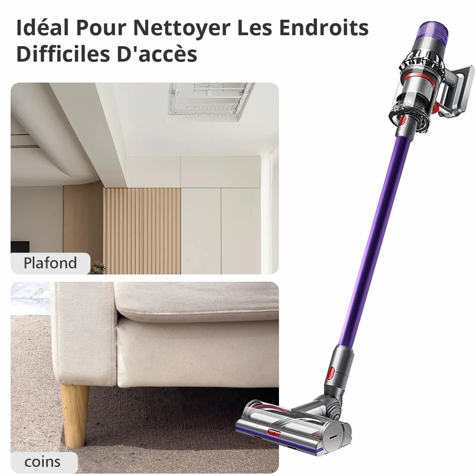 Cheerhom Tubo Telescópico Rígido Compatible para Dyson V7 V8 V10 V11 V15, Aluminio, 73 CM, Morado, 1 Unidad
