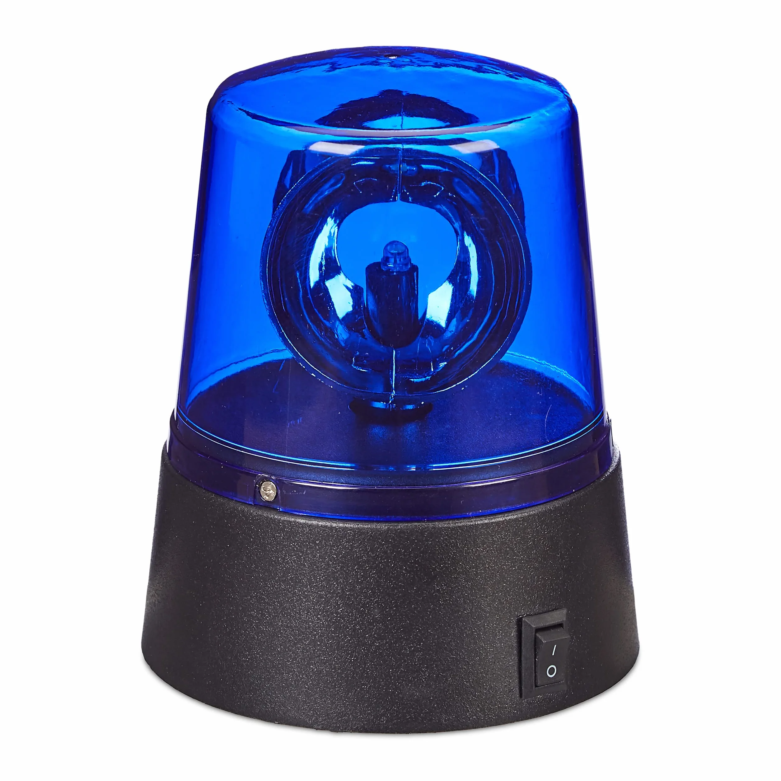 Relaxdays 2 x Luces Policía LED, Luz Advertencia Omnidireccional, para Fiestas, con Pilas, PS-ABS, Azul