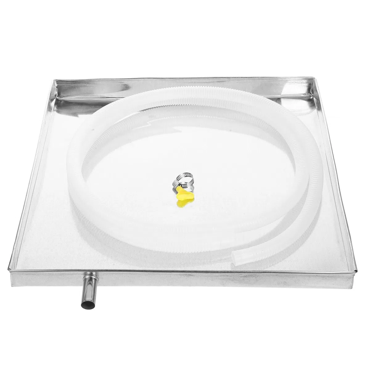 jojofuny Bandeja Recoge Agua Aire Acondicionado Acero Inoxidable 15.7 Pulgadas Con Manguera Abrazadera Antigoteo Para Exterior InstalacióN FáCil