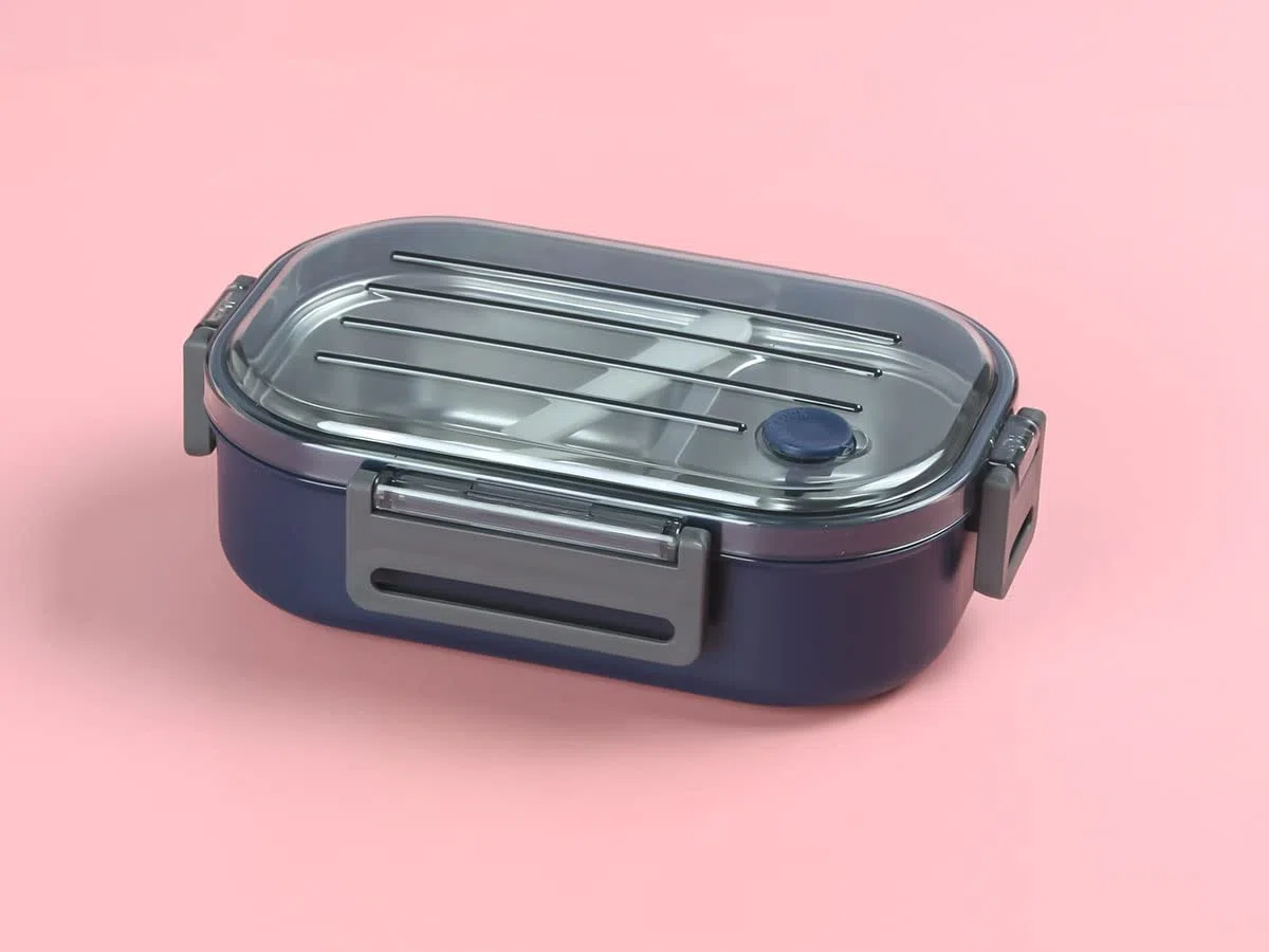 Lonchera de 2 compartimentos, reutilizable, segura para congelador, para niños, de acero inoxidable, para niños, niñas, escuela y oficina (paquete de 1)