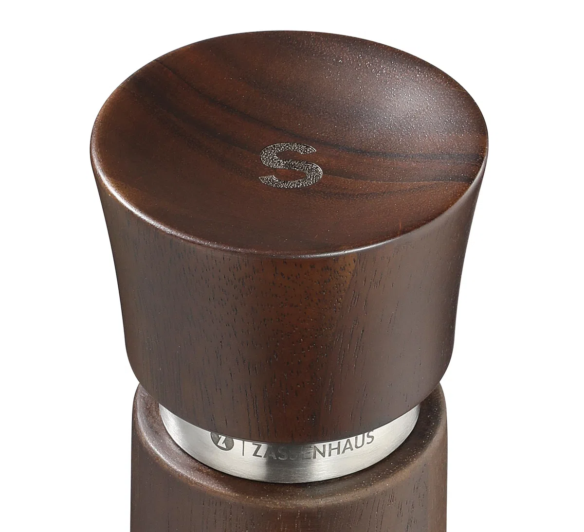 Zassenhaus Wiesbad - Molinillo de sal (17 cm, madera de acacia, mecanismo de cerámica de alto rendimiento, ajuste preciso de polvo a grueso, adecuado para diferentes especias)