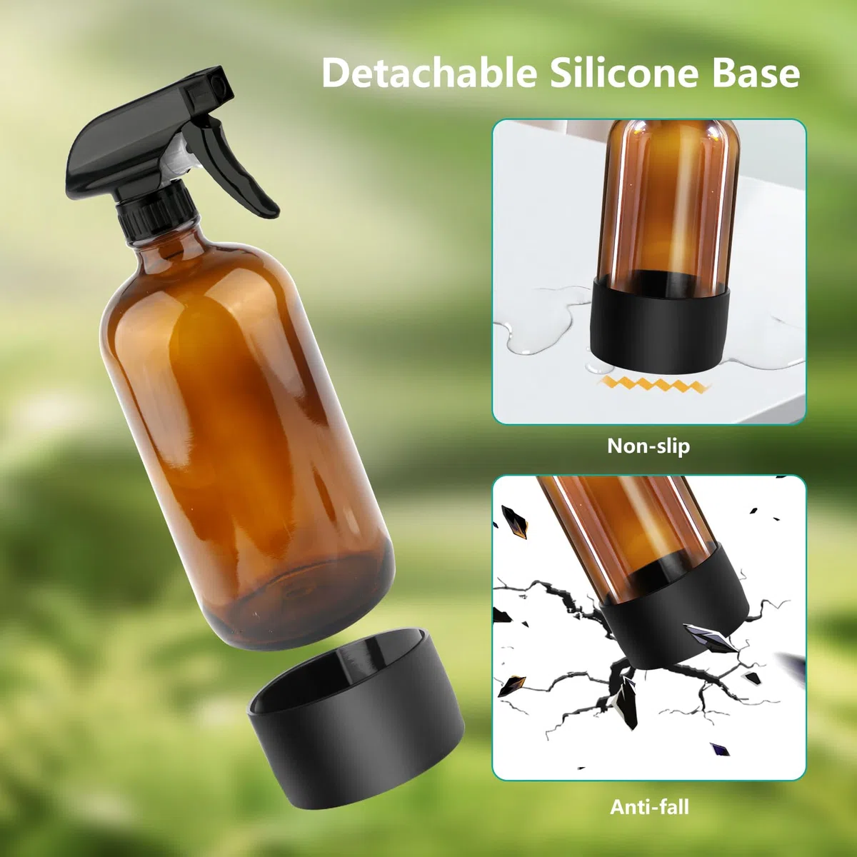 3 botellas de vidrio de 500 ml, botella de spray de agua vacía ámbar para plantas de cabello, aceites esenciales, ajustes de flujo de pulverización recargables con pulverizador de gatillo