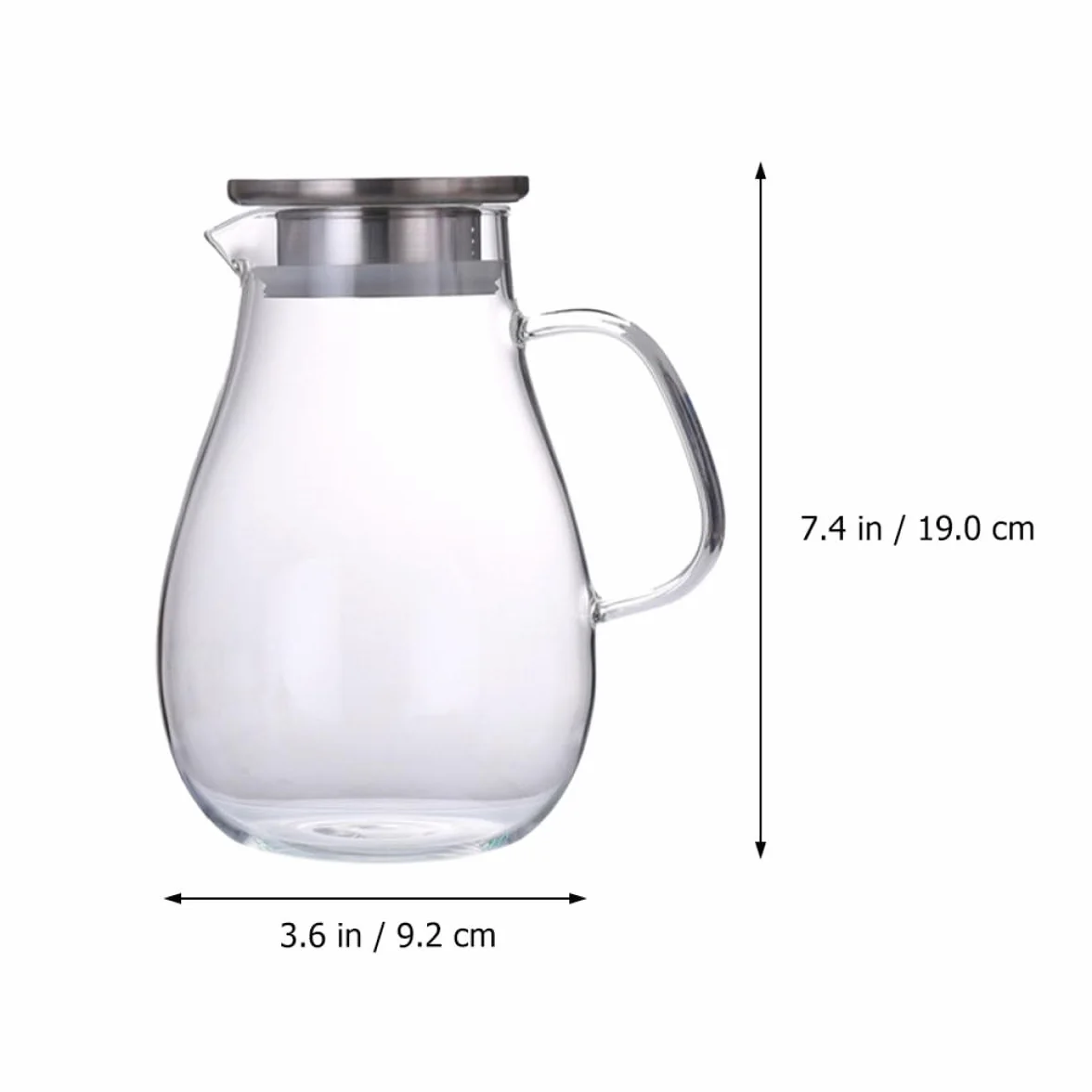 Jarra de Agua de Vidrio con Tapa de Acero Inoxidable, Capacidad Grande, Fácil de Limpiar y Previene Salpicaduras para Uso Doméstico