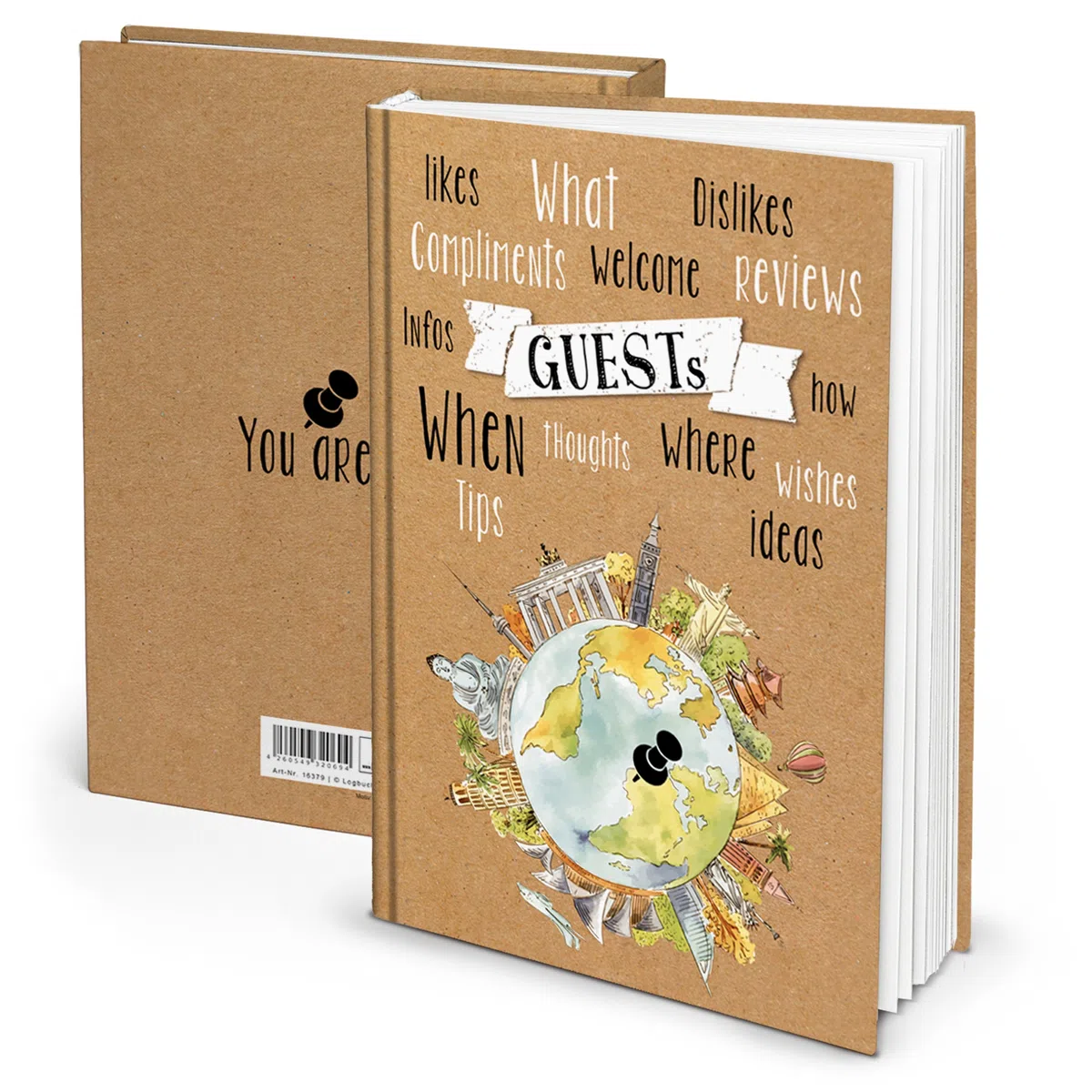 Logbuch-Verlag Libro de visitas Guestbook Guests, internacional, apartamento, hotel, casa de vacaciones, turistas, vacacionistas, globo del mundo, viajes