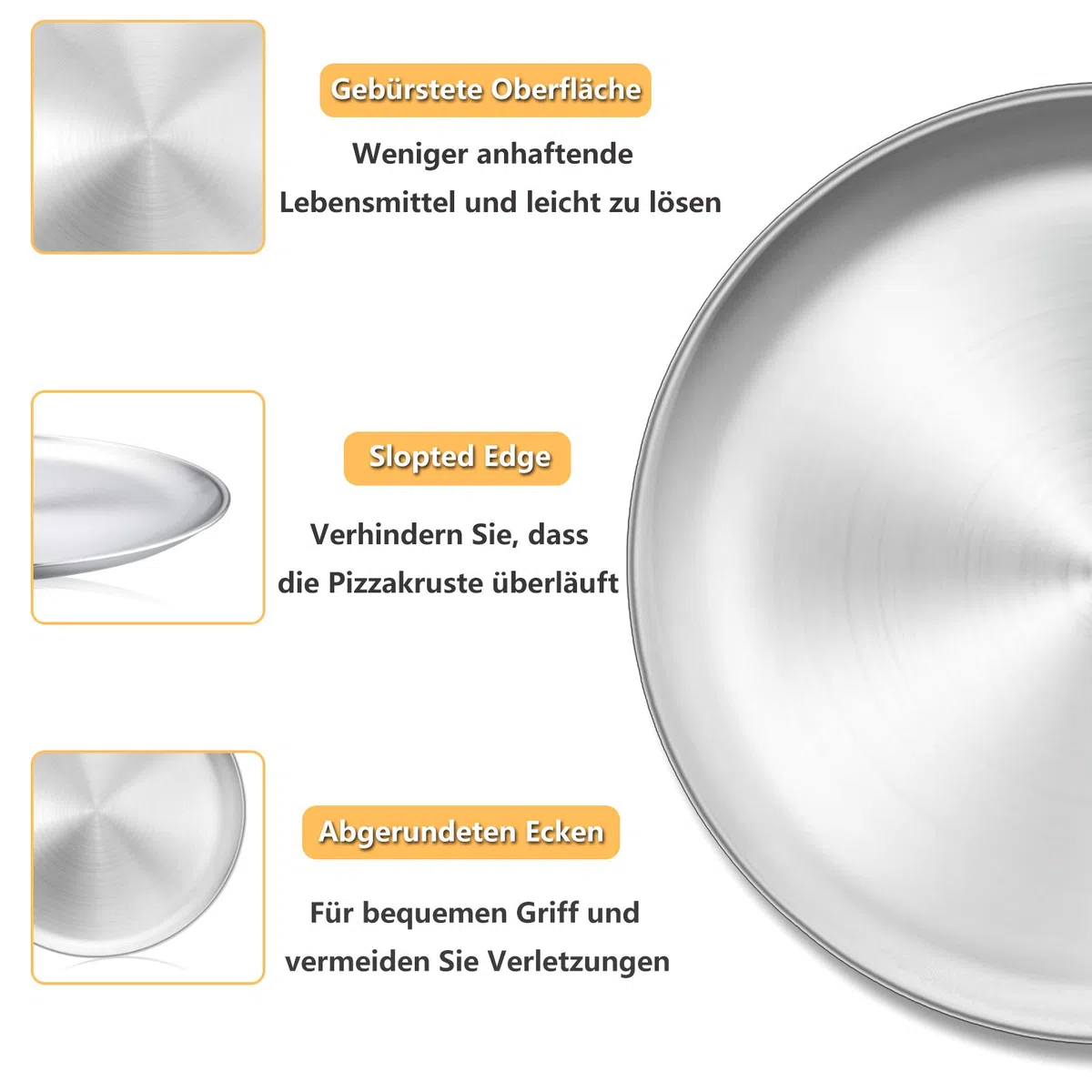 Homikit Bandeja para pizza, 30 cm, redonda, de acero inoxidable, para pizza, juego de 2 unidades, para hornear en el horno, saludable y duradero, fácil de limpiar y apto para lavavajillas