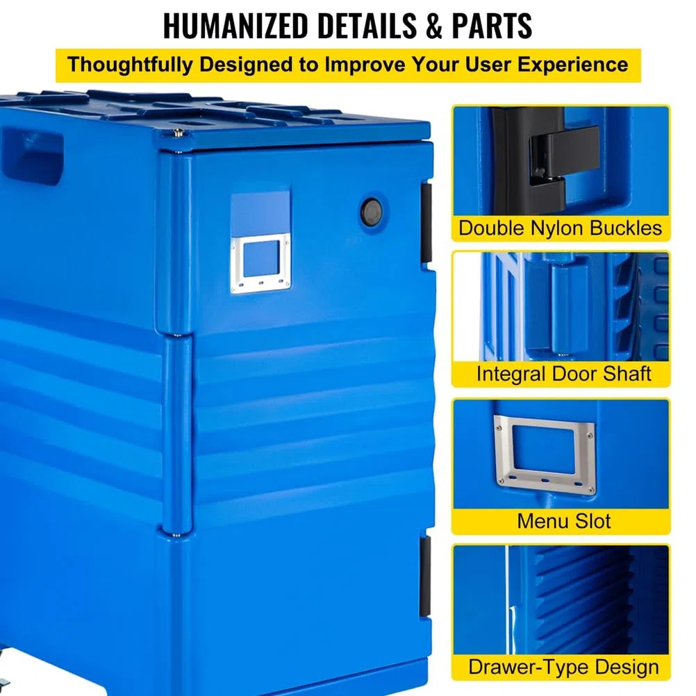 Caja térmica de 82 cuartos para catering, Transportador de bandejas aislante Caja de alimentos de LLDPE Con hebillas dobles Para 5 bandejas grandes (no incluidas) Para comedor de restaurante