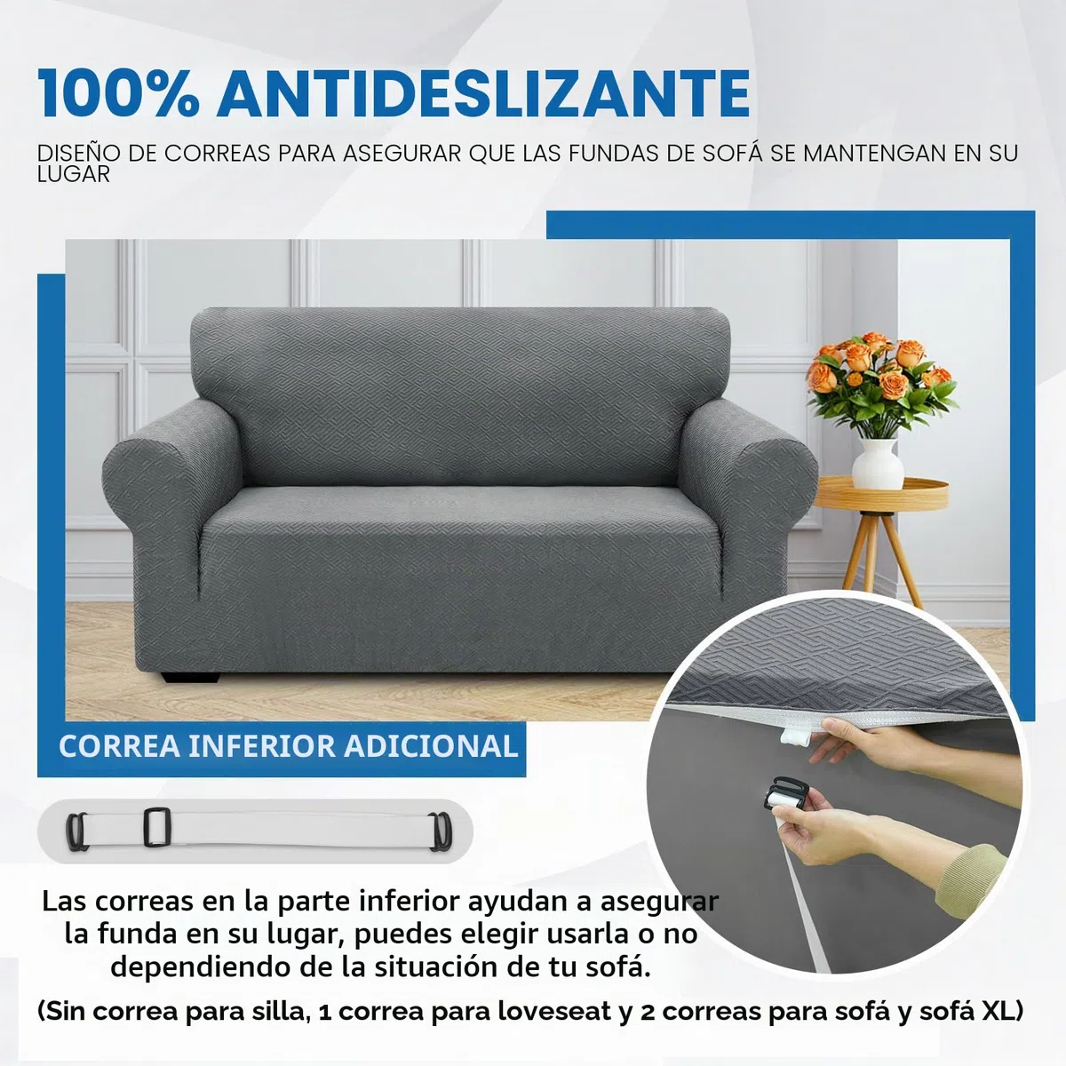 XINEAGE Funda de Sofá 3 Plazas, Fundas Sofa Elasticas para Salón, Fundas de Sofa Ajustables, Funda de Sofá Jacquard para Perros/Mascotas, Protector Sofa Antideslizante (3 Plazas, Gris Claro)