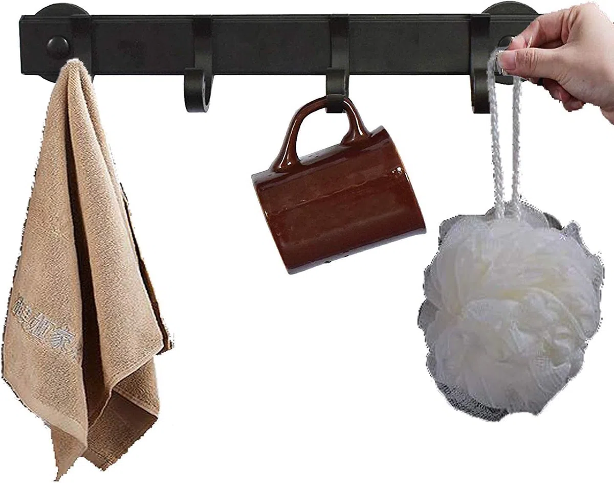 AUXPhome Estante magnético para herramientas de barbacoa, organizador universal para nevera, soporte para cubiertos, toallero, 4 ganchos ajustables para colgar utensilios de cocina, pinzas, guantes de