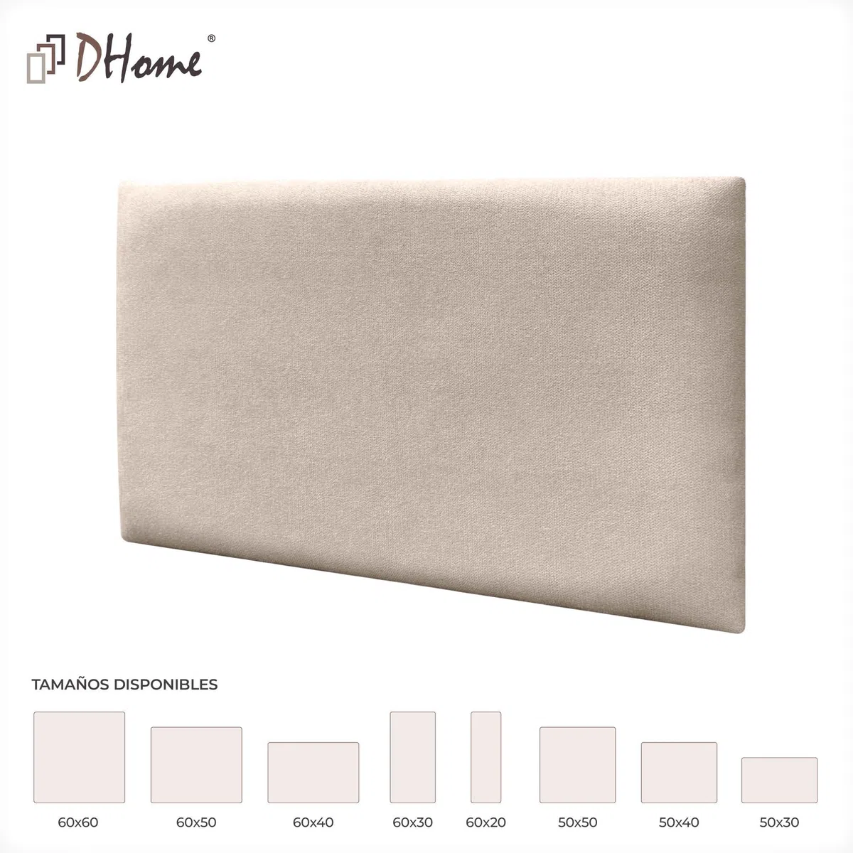 DHOME Paneles Tapizados de Tela Aqualine Autoadhesivos para Pared Acústicos Absorbentes Protección Impactos Cabeceros Decoración Hogar Dormitorio (Beige, 50x40cm)