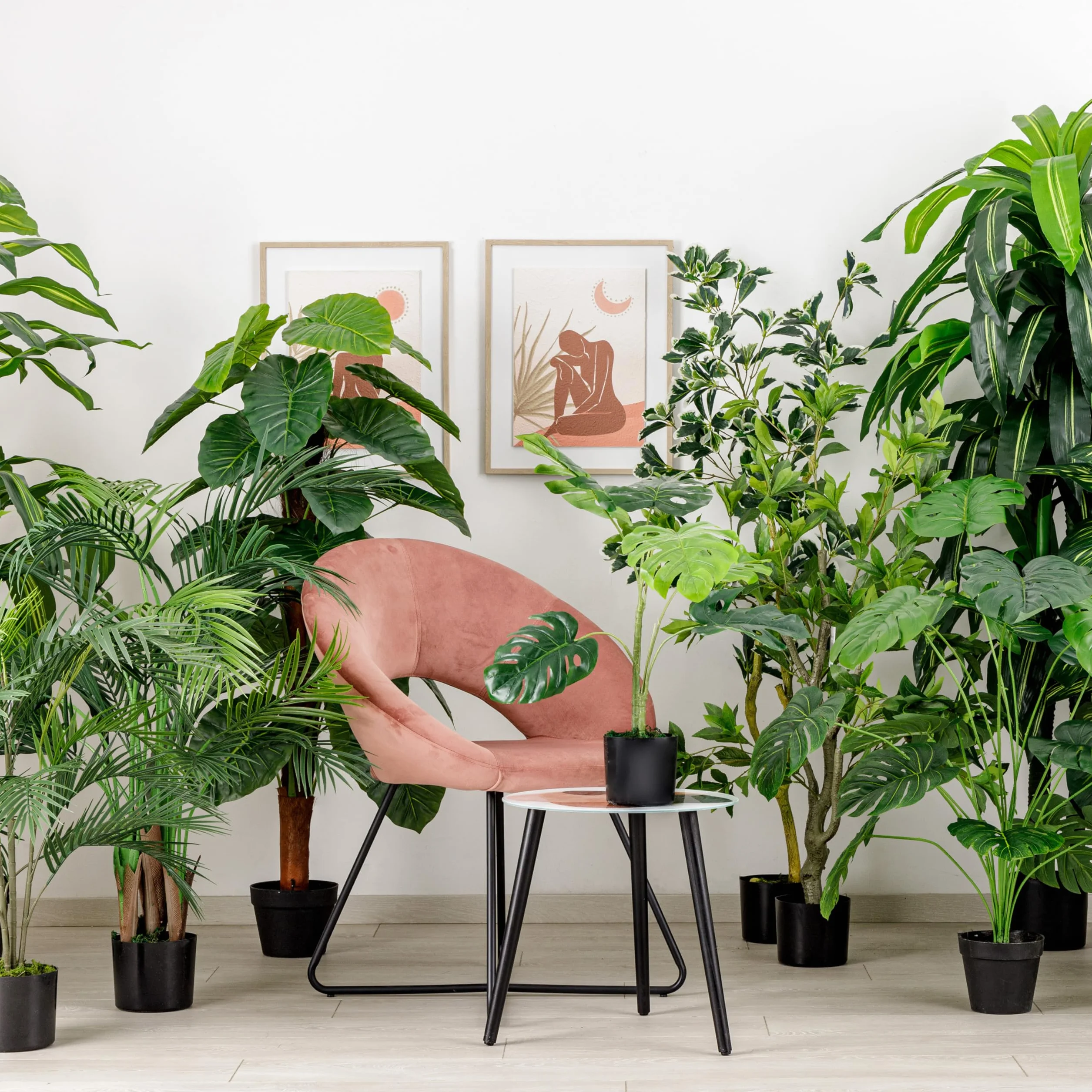 Baroni Home Planta Artificial de Interior y Exterior, Planta Decorativa de Alocasia de Imitación para Salón, Dormitorio, Cocina, 130 cm de Altura