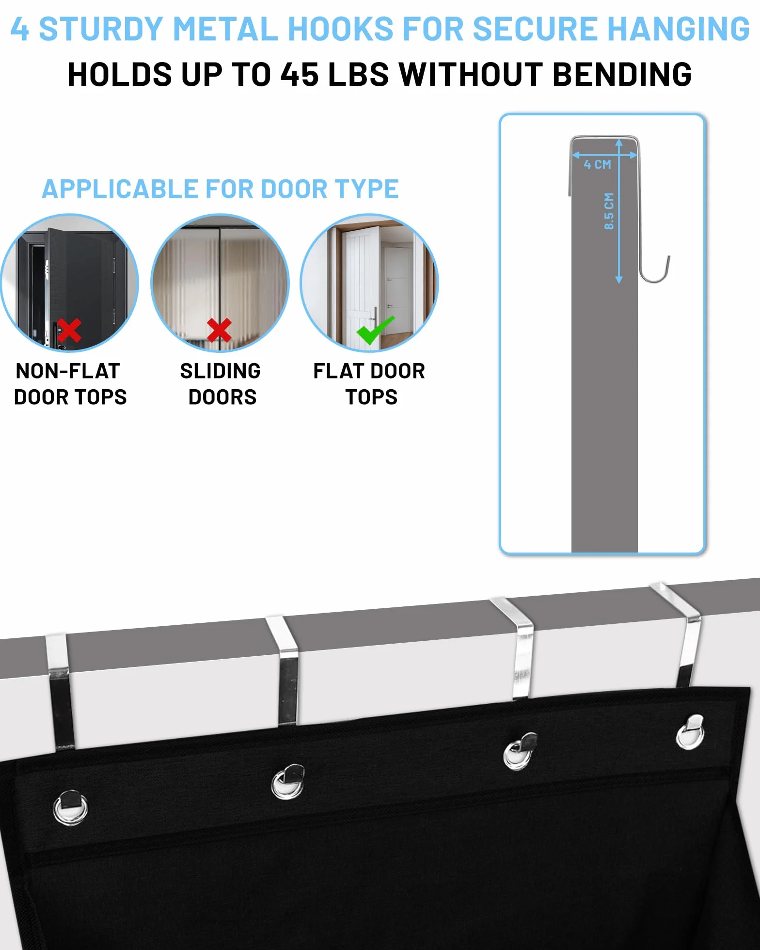 8 Bolsillos Zapatero Colgante Puerta – Organizador de Zapatos Puerta para 16-24 Pares de Zapatos – Zapatero Pared Plegable para Colgar Zapato, Negro