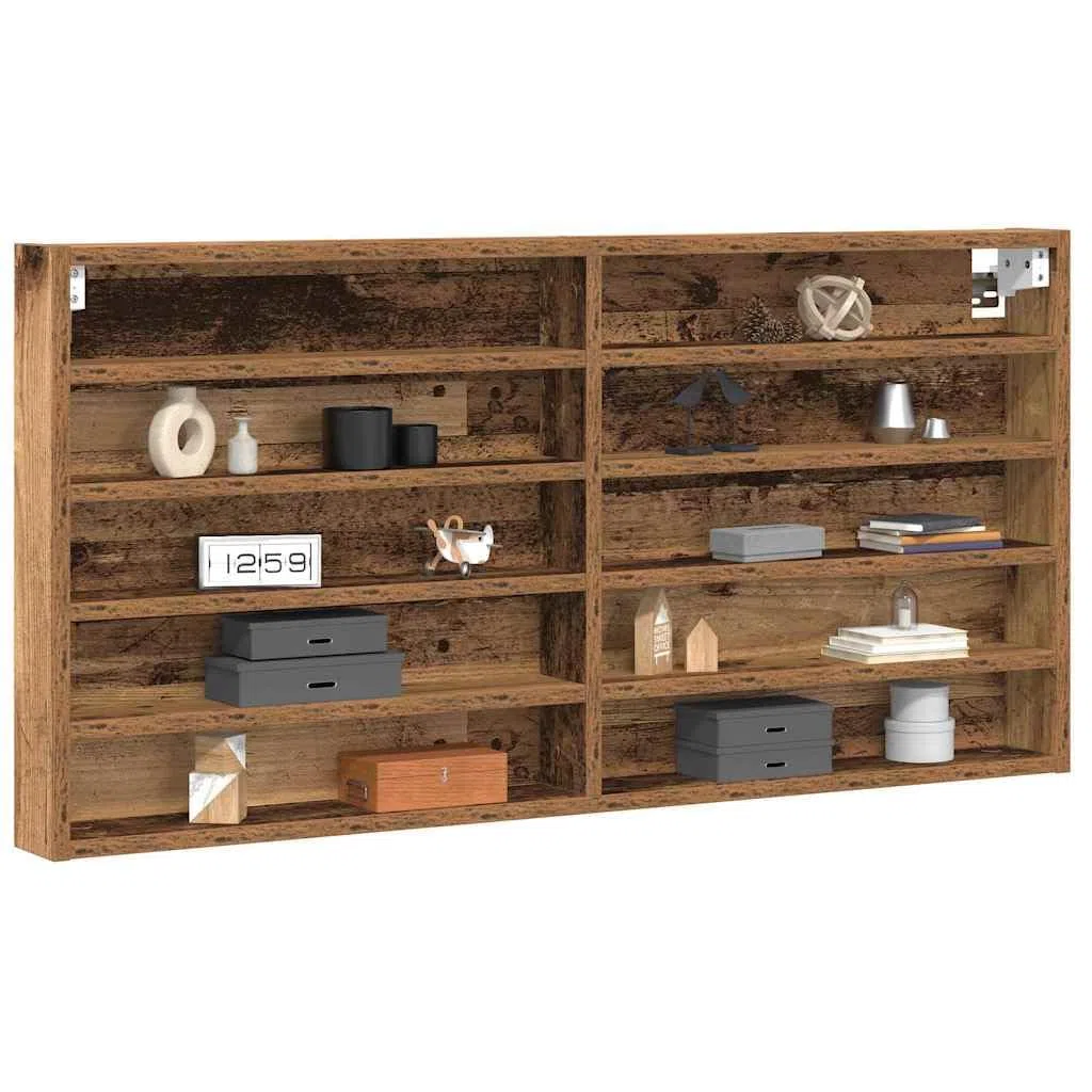 vidaXL Armario de Exhibición Madera Envejecida 100 x 8,5 x 50 cm, Solución de Almacenamiento, gabinete Elegante, estanterías Modernas, Muebles geniales para casa y Dormitorio