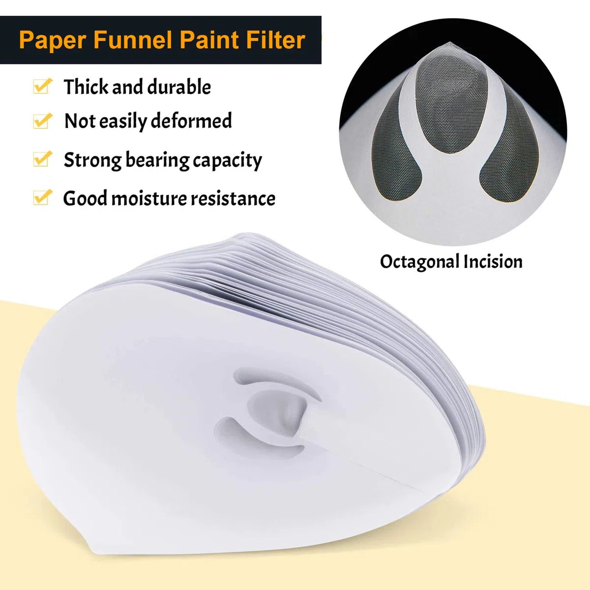 CYH 150 Coladores de Papel Embudo de Filtro Desechables con 1 Embudo de Silicona Plegable, Filtros de Papel Filtro Conico de Malla de Nylon, para Pintura, Automotriz, artesanía