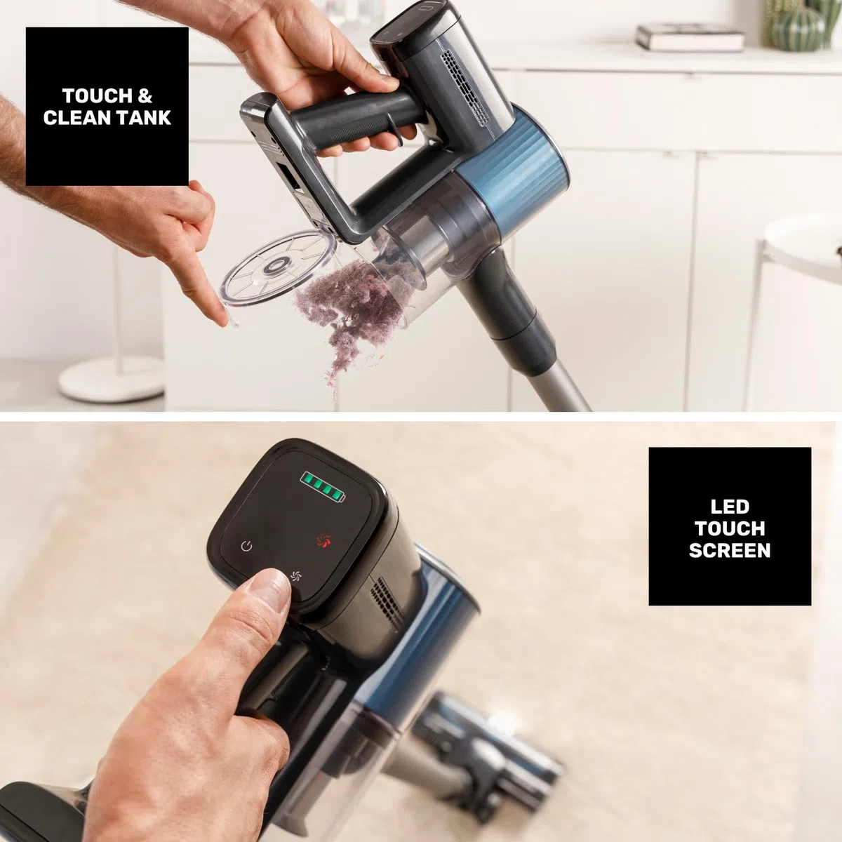Taurus – Aspirador sin Cable Homeland Ideal Touch, Batería extraíble, Carga Rápida, 180W, 35 min autonomía, Filtro HEPA, Turbo Brush, LED, Pantalla Digital, Depósito 600ml, Accesorios