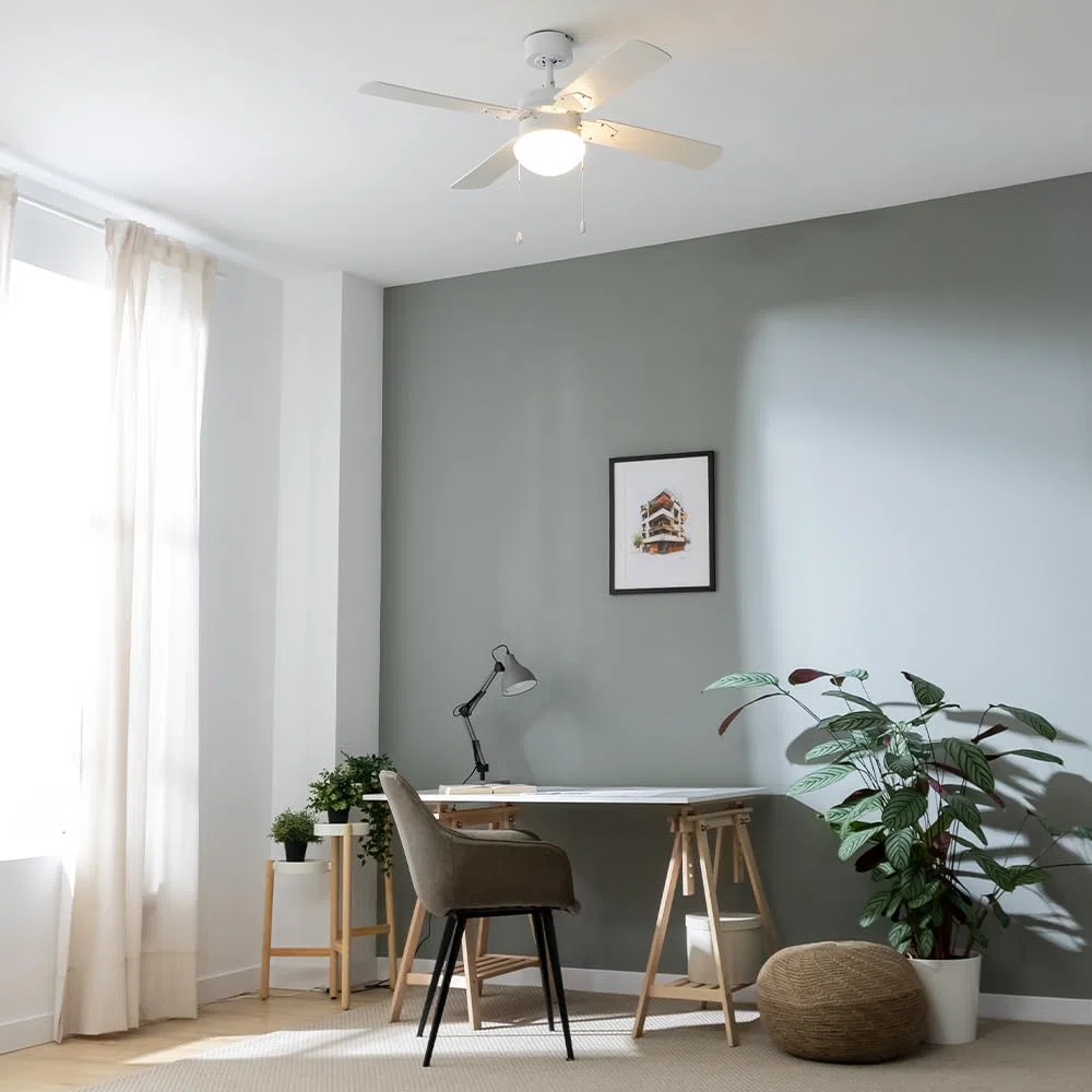 Cecotec Ventilador de Techo con Luz EnergySilence Aero 450 FullWhite de 50 W y 42” con luz, 3 Velocidades, 4 Aspas Reversibles y Modo winter-summer