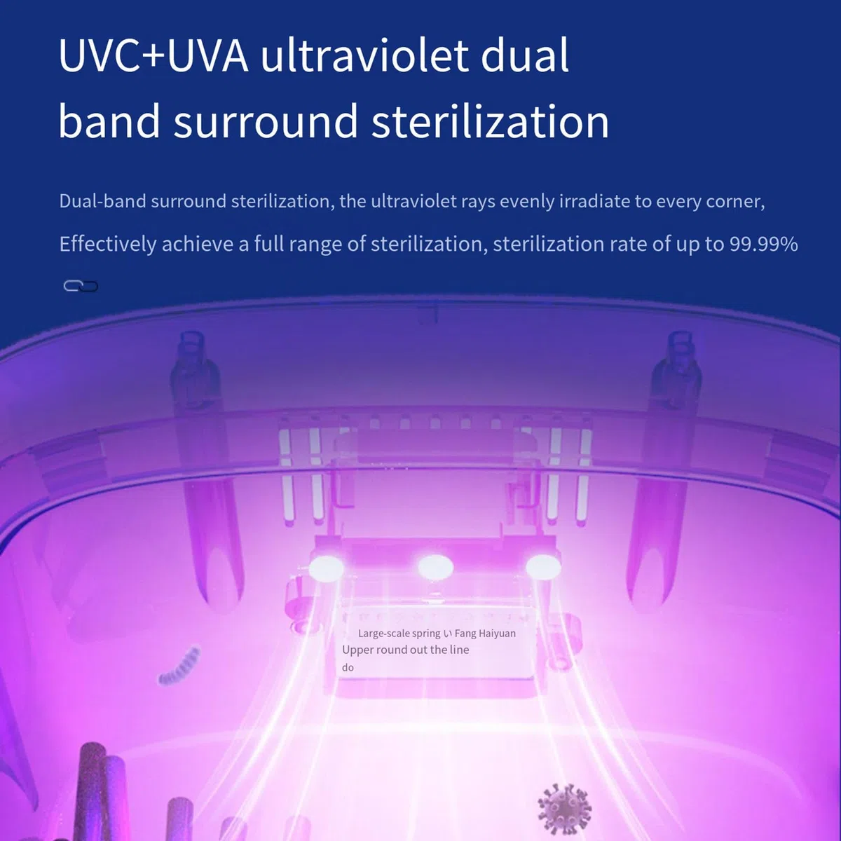 Jaula desinfectante para palillos, caja de almacenamiento de cubiertos montada en la pared con cubierta, secador de aire a prueba de polvo, dispositivo de cocina doméstico con luz UV,B