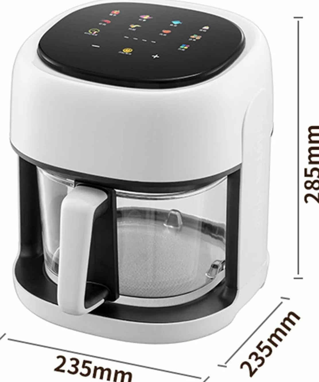 Freidora de aire de gran capacidad para el hogar de 4,5 l, freidora de aire biliar interna de vidrio visible, freidora eléctrica multifuncional, potencia de 1350 W, control de temperatura y canasta