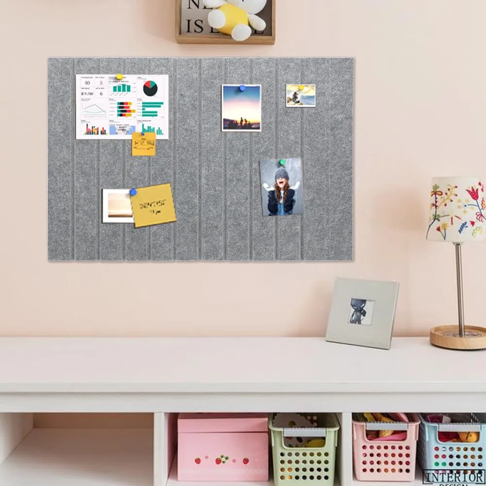 Gohytal 60 x 40 cm pequeño tablón de anuncios grande decorativo de fieltro, tablero de pines de 0,9 cm de grosor, pared de corcho, pizarra plegable con cinta adhesiva autoadhesiva para salón
