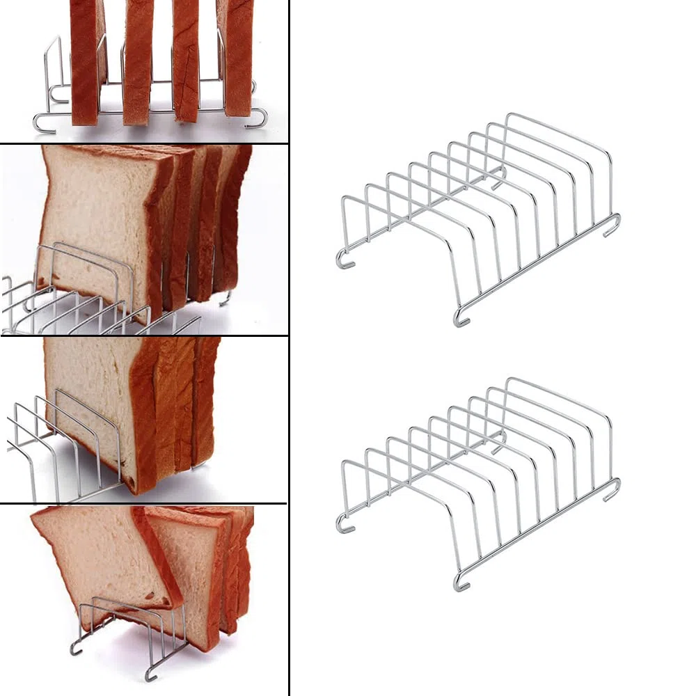 Soporte para tostadas 2 Piezas Porta Tostadas de Acero Inoxidable Soporte Pan Tostado Toast Rack Rejilla para Pan Tostadas Rack Porta Comedor Soporte de Refrigeración