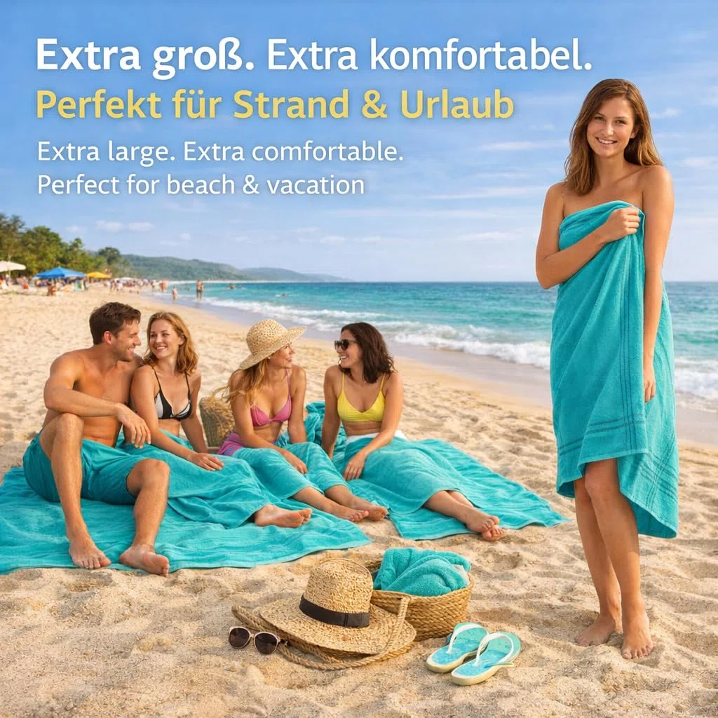 Betz Lines XXL Toalla de baño - Toalla de Playa Grande - Toalla de Sauna de algodón 100% - Toalla de Tumbona - 90x180 cm - Turquesa