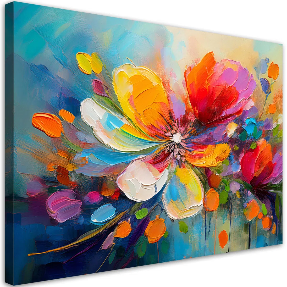 Feeby Impresión en Material Tejido no Tejido - cuadros decoracion salon modernos - cuadro lienzo - 120x80 cm - lienzo grande - Flor de colores- cuadros decoracion salon