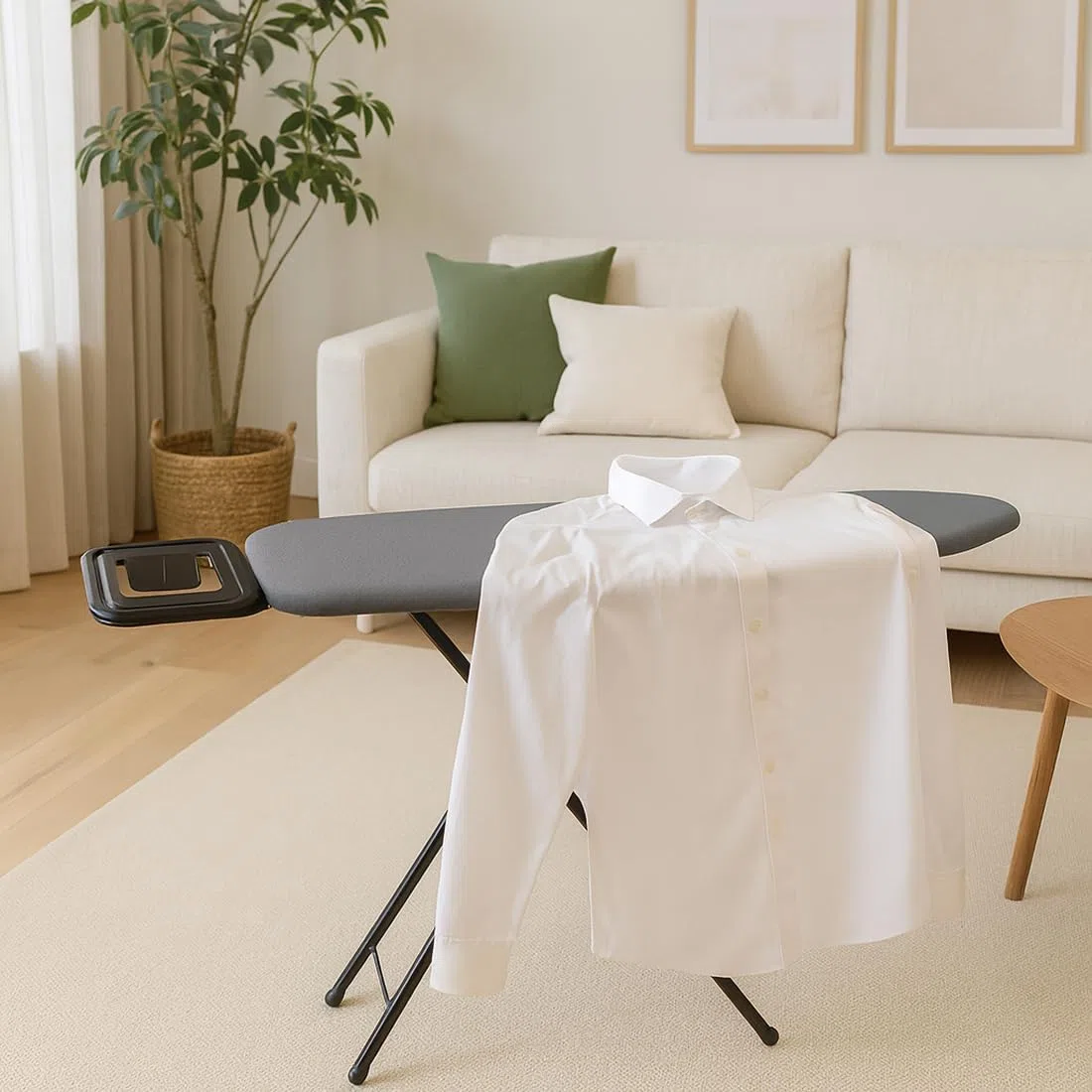 Acomoda Textil - Tabla de Planchar con Funda 100% Algodón 131X37 cm Plegable, Resistente y Ergonómica. Soporte para Planchar Altura Ajustable y Antideslizante de Fácil Almacenaje
