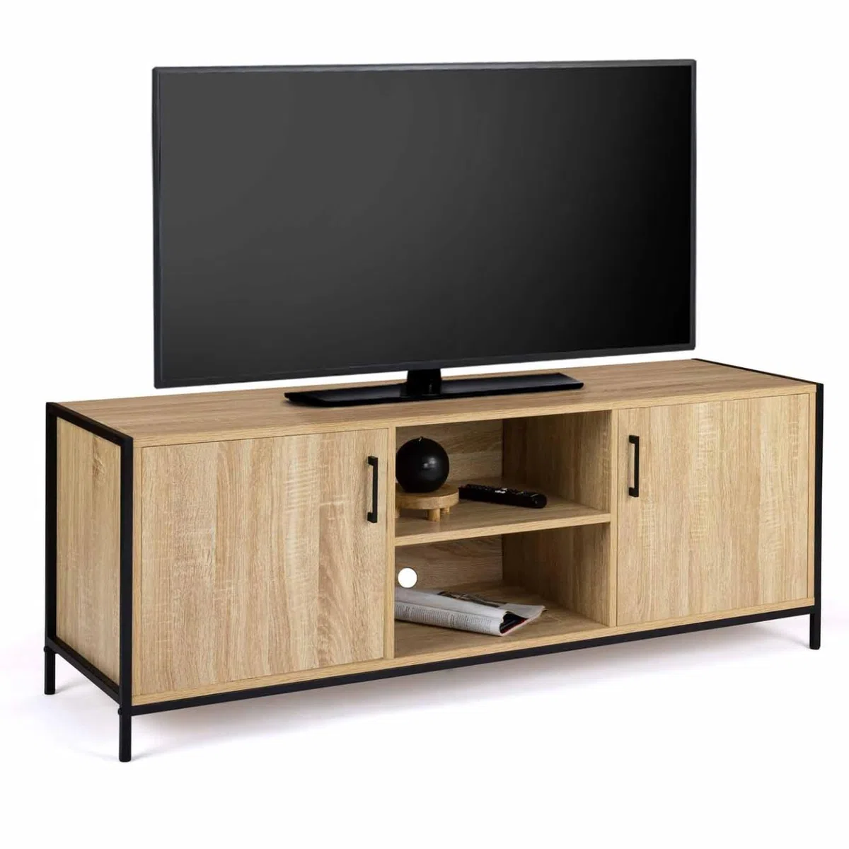IDMarket - Mueble de TV de 140 cm Detroit 2 puertas diseño industrial