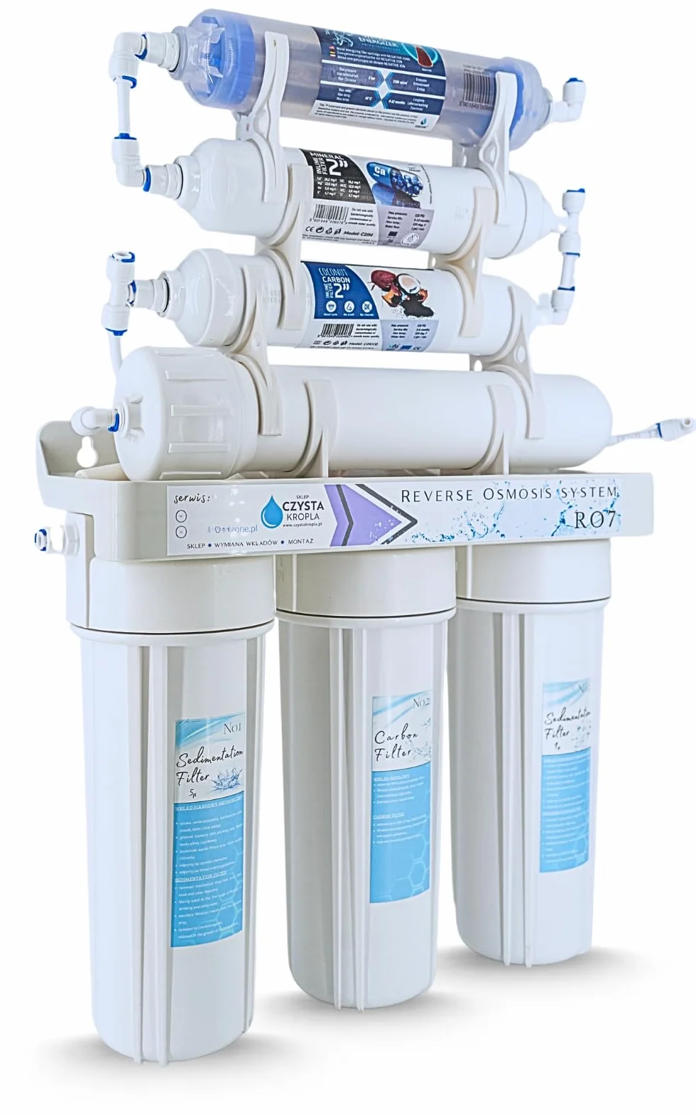 Czysta Kropla Sistema de Ósmosis Inversa de 7 Etapas Filtro de Agua Bajo Fregadero con Mineralizador Ionizador y Tanque de 12 Litros RO7