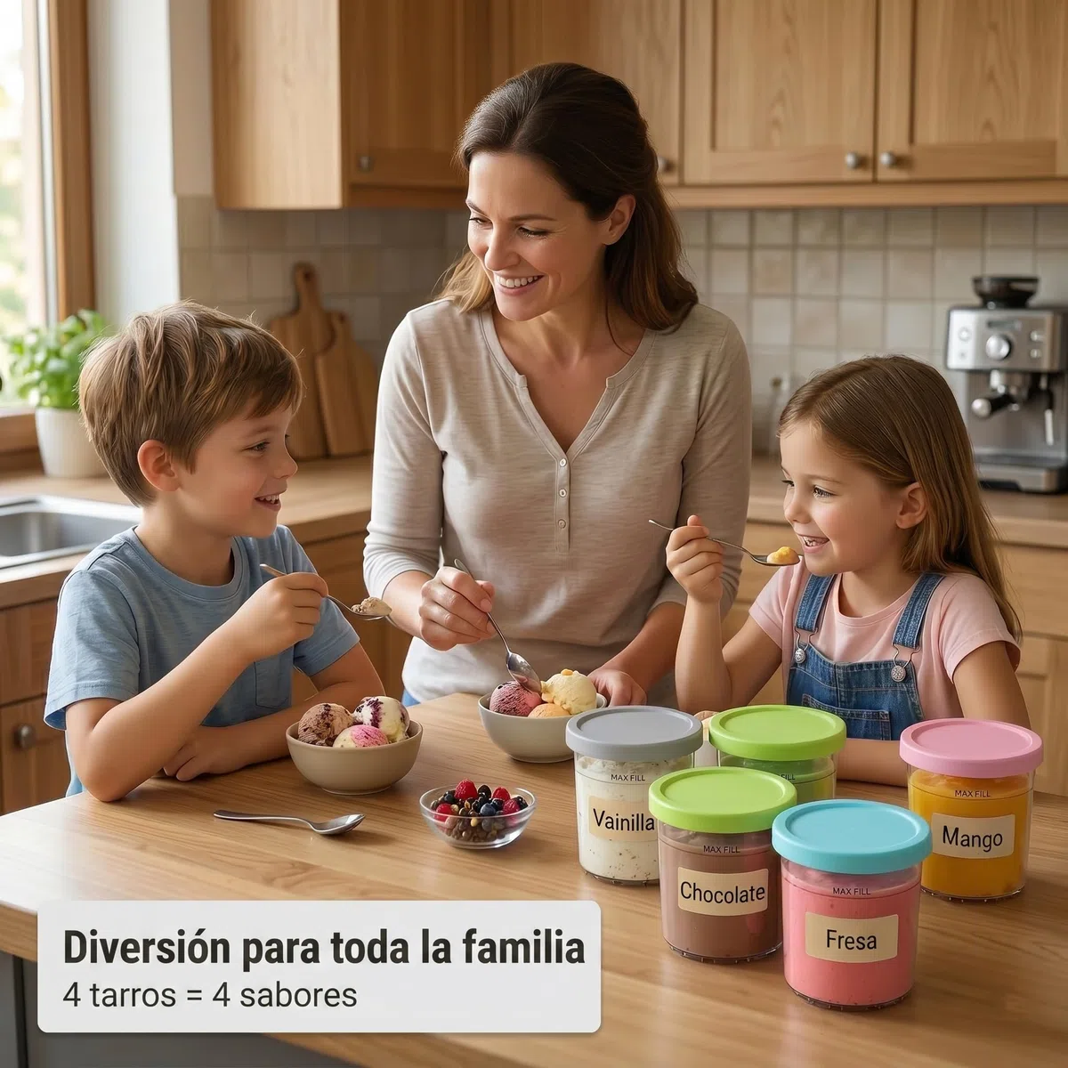 Juego de 4 recipientes de repuesto para Ninja Creami NC301 Serie, 473 ml para hielo con tapas, compatible con NC300 NC299AMZ, sin BPA, accesorio a prueba de fugas para proteínas y helados