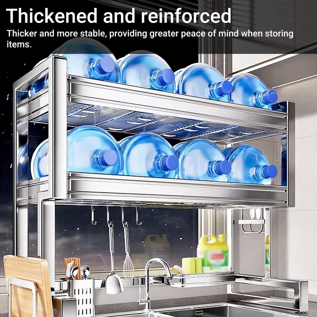 Escurridor de platos de acero inoxidable 304 que ahorra espacio para almacenamiento de cocina, platos, vasos, cubiertos