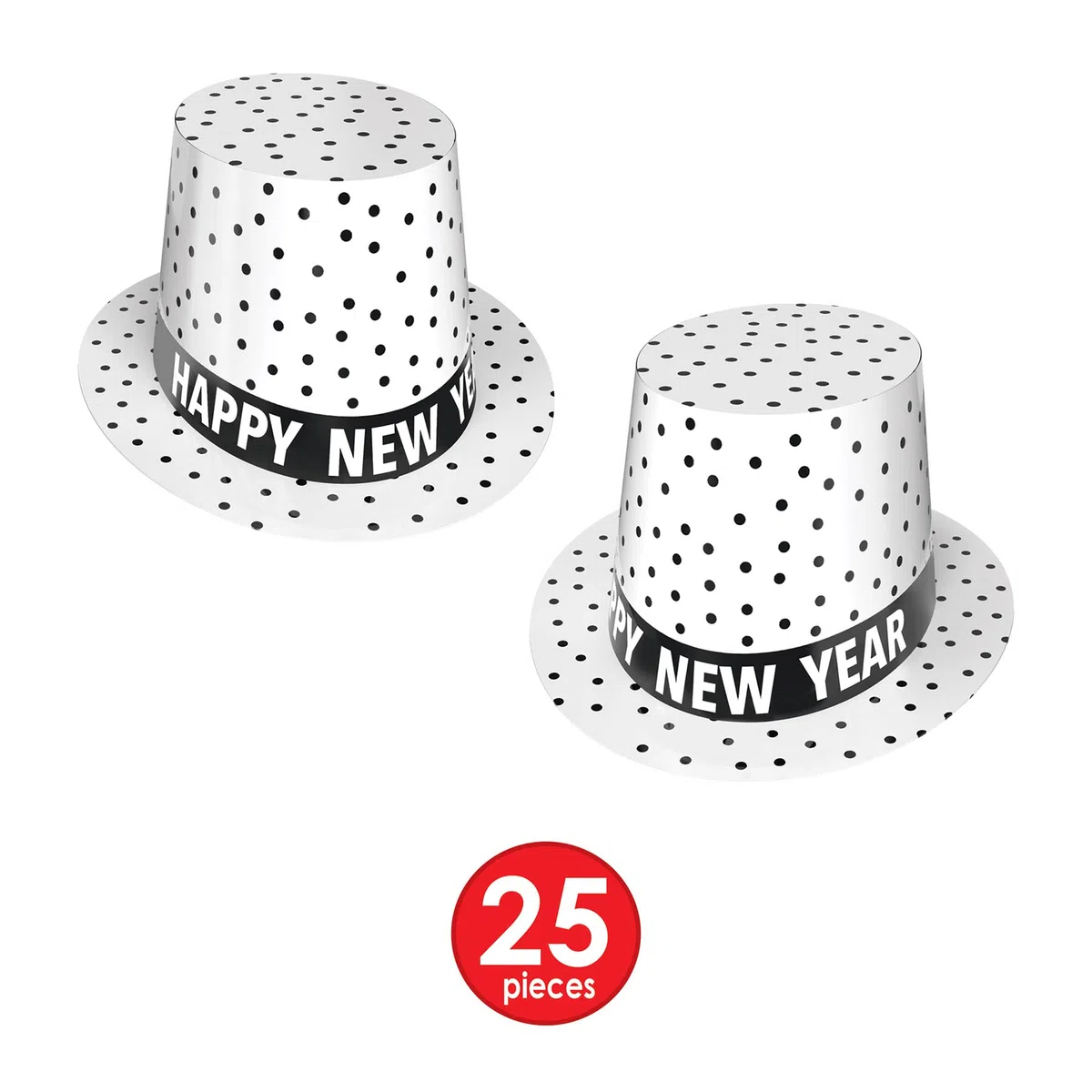 Beistle 80372-50 - Surtido de esmoquin para Nochevieja para 50 personas, suministros de fiesta, sombreros, tiaras, cuernos, cuentas, papel de plástico, negro/blanco